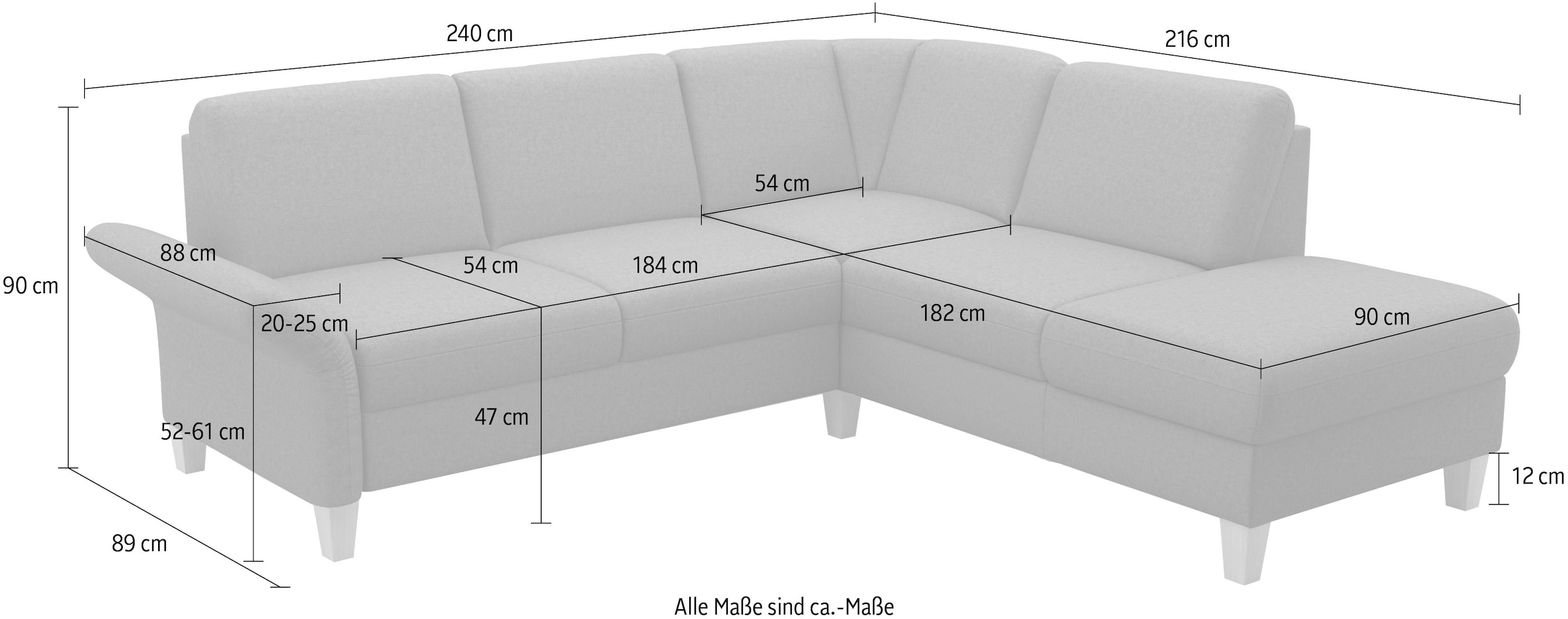 Home affaire Ecksofa »Rochelle«, wahlweise mit Armlverstellung, Klappbett mit Rollen & Bettkasten