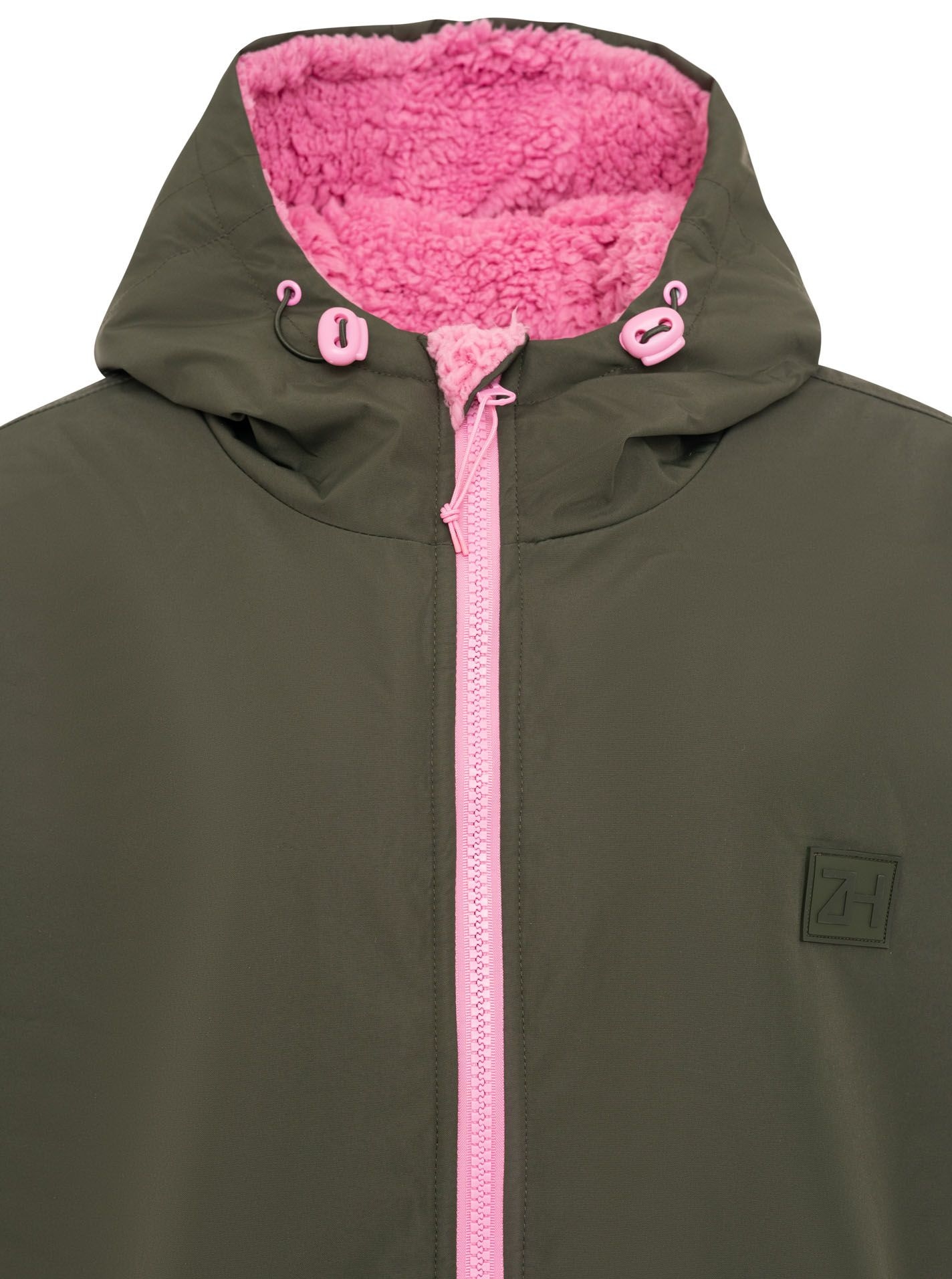 Zwillingsherz Kurzmantel »"Oversize Windjacke ZH"« seitliche Taschen, Kapuze, Reißverschluss, Teddy Futter, Oversized