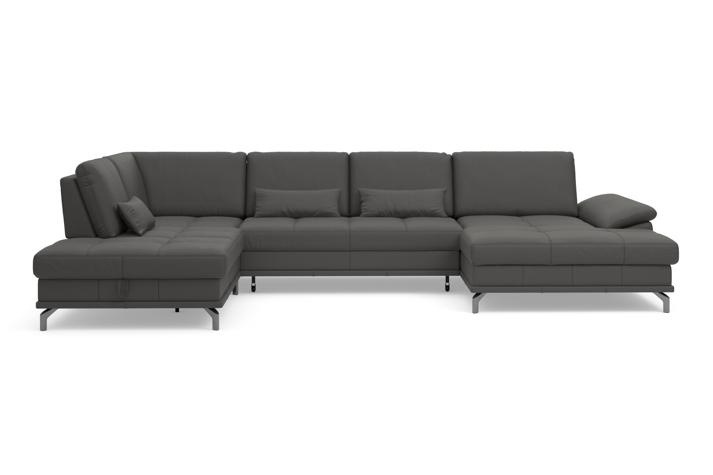 Places of Style Wohnlandschaft »Costello U-Form, mit Sitztiefenverstellung, Armteilverstellung und«, 3 Nierenkissen, optional Bettfunktion und Bettkasten