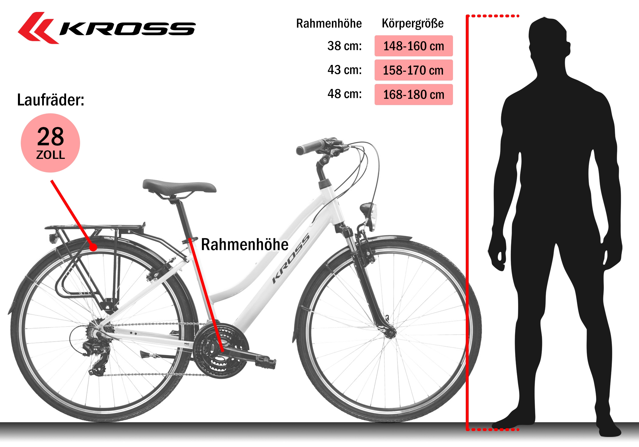 Kross »KROSS Trekkingrad Trans 1.0 28" schwarz« 21 Gang Shimano TOURNEY TY300 Schaltwerk Kettenschaltung