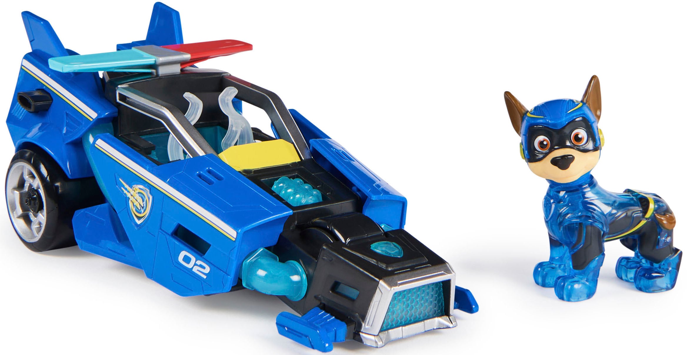 Spin Master Spielzeug-Auto »Paw Patrol - Movie II - Basic Themed Vehicles Chase«, Polizeiauto mit Welpenfigur, Licht- und Soundeffekt