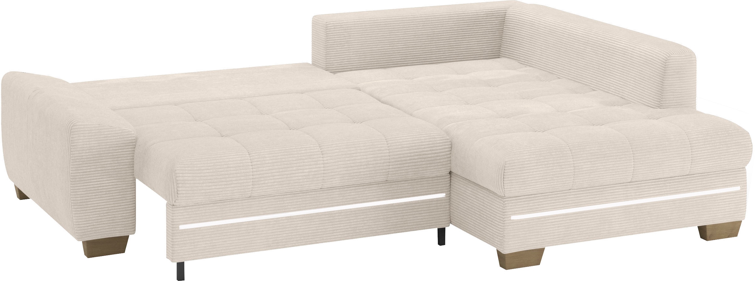 Mr. Couch Ecksofa »Nikita II, L-Form«, mit RGB-LED Beleuchtung, wahlweise mit Bett, Bettkasten, Kaltschaum