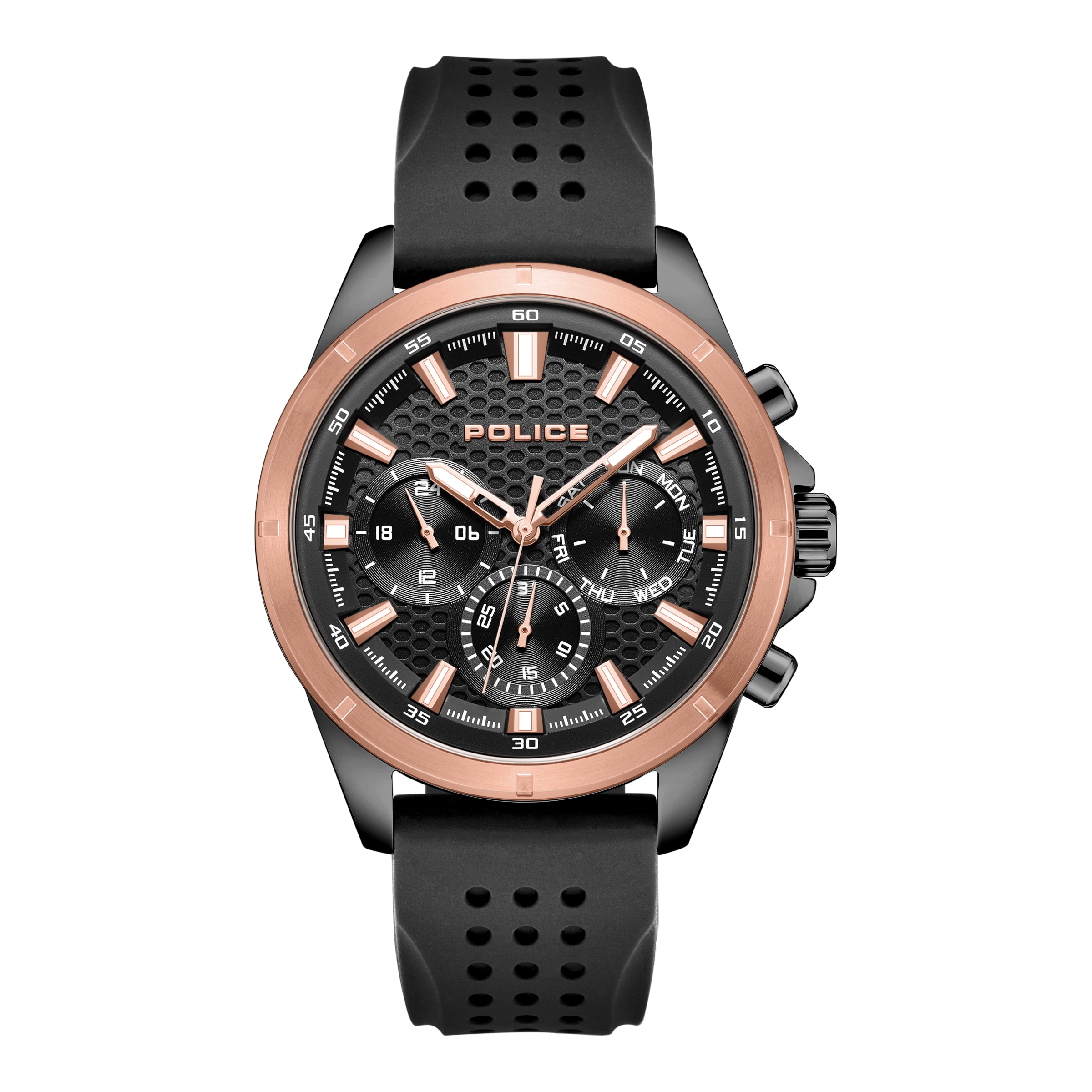 Police Quarzuhr »Motion« Armbanduhr, Herrenuhr, Silikonarmband, analog, Tag, Wochentag