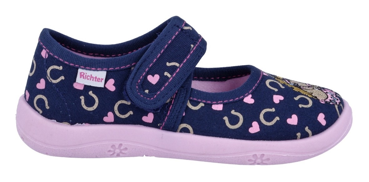 Richter Hausschuh »Mia WMS: Mittel«, Klettschuh mit pastellfarbenem Print, Größenschablone zum Download