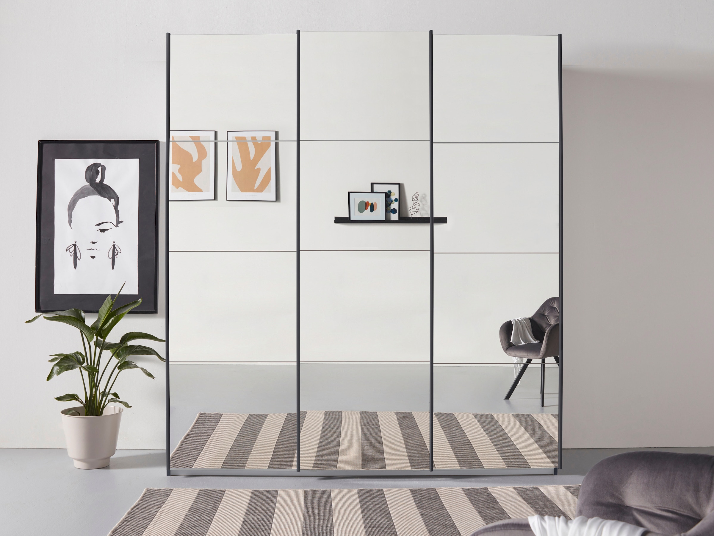 rauch Schwebetürenschrank »Kleiderschrank Schrank Garderobe ORACLE mit Spiegelfront«, inkl. Schubladen-Einsatz und extra Einlegeböden MADE IN GERMANY