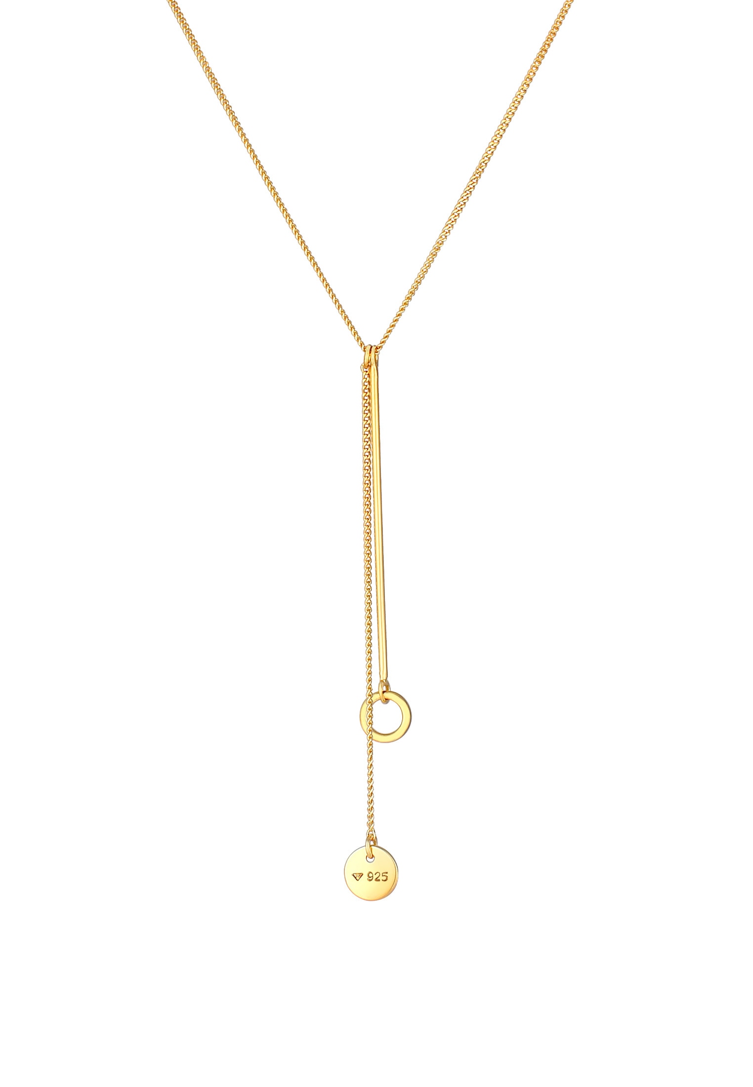 Elli Kette mit Anhänger »Halskette Y-Kette Kreis Plättchen Geo 925 Silber«