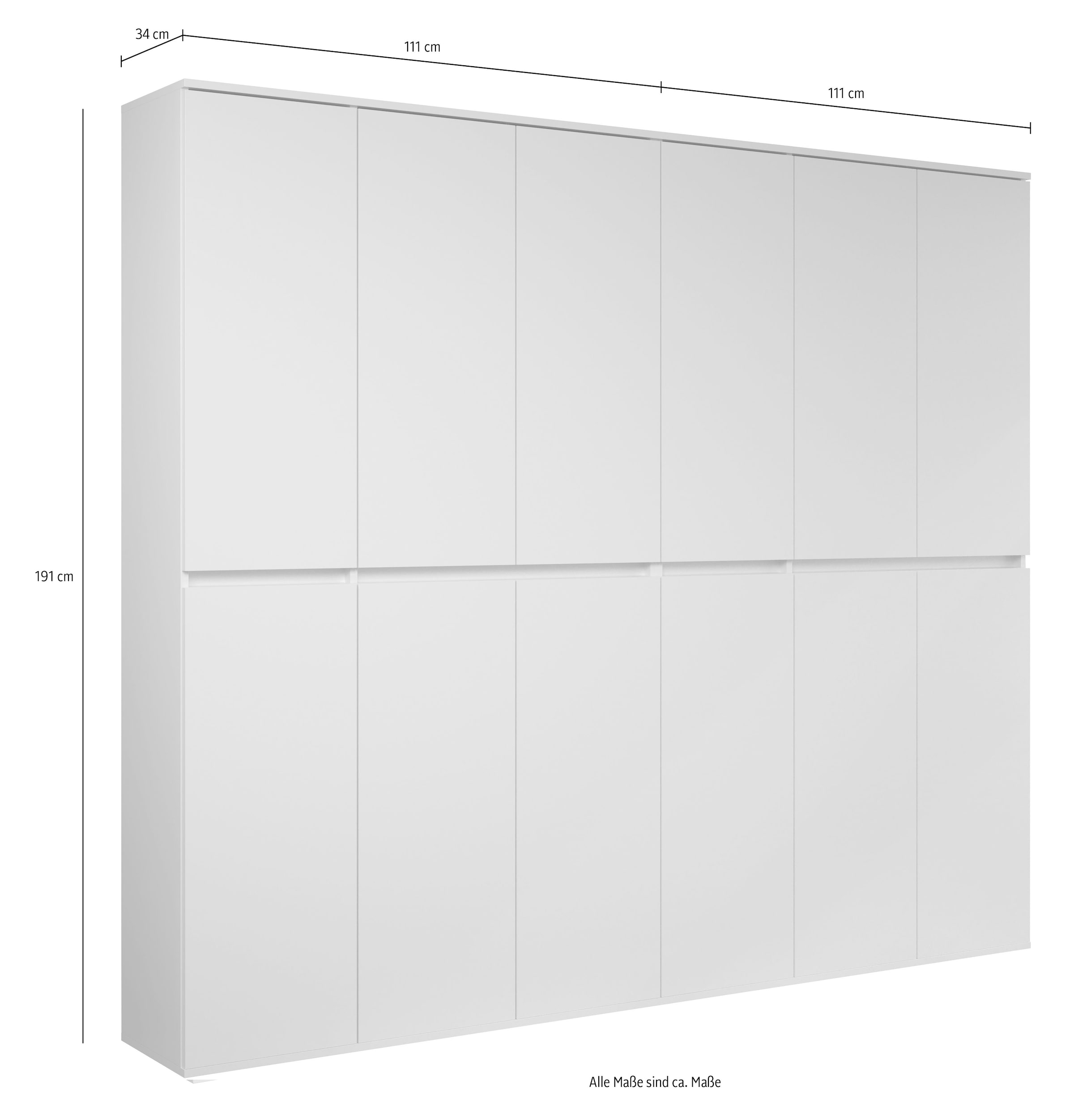 INOSIGN Garderoben-Set »Novara«, (Komplett-Set, 2 St.), Garderobenschränke mit insgesamt 32 Fächern - (B/T/H) 222/34/191 cm