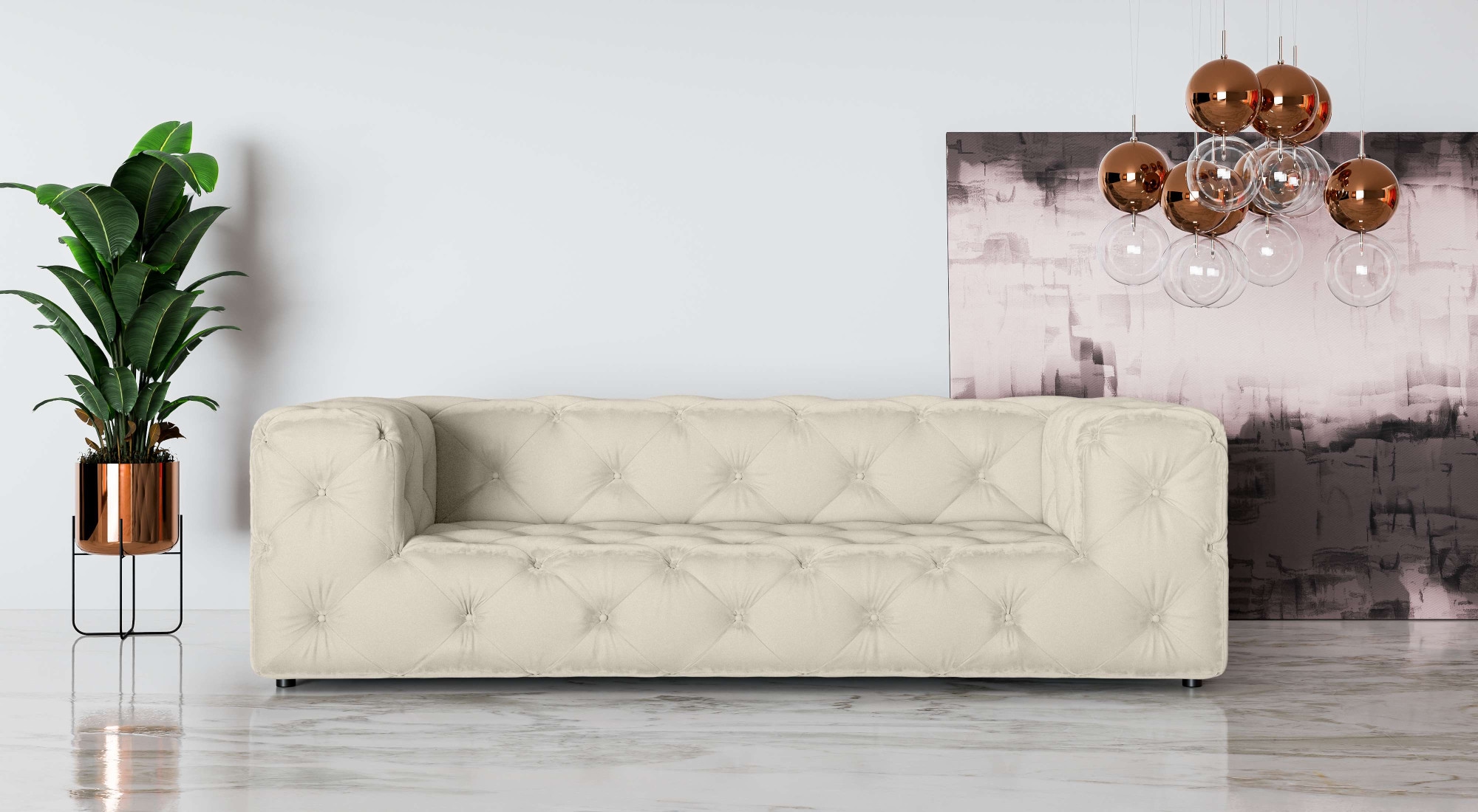 Places of Style 3-Sitzer »FOLLINA«, 3-Sitzer Sofa mit klassischer Chesterfield-Knopfheftung