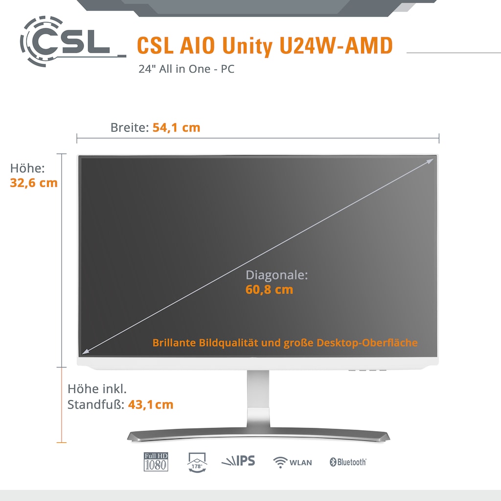 CSL All-in-One PC »Unity U24B-AMD / 3200G / 500 GB / 8 GB RAM / Win 11«