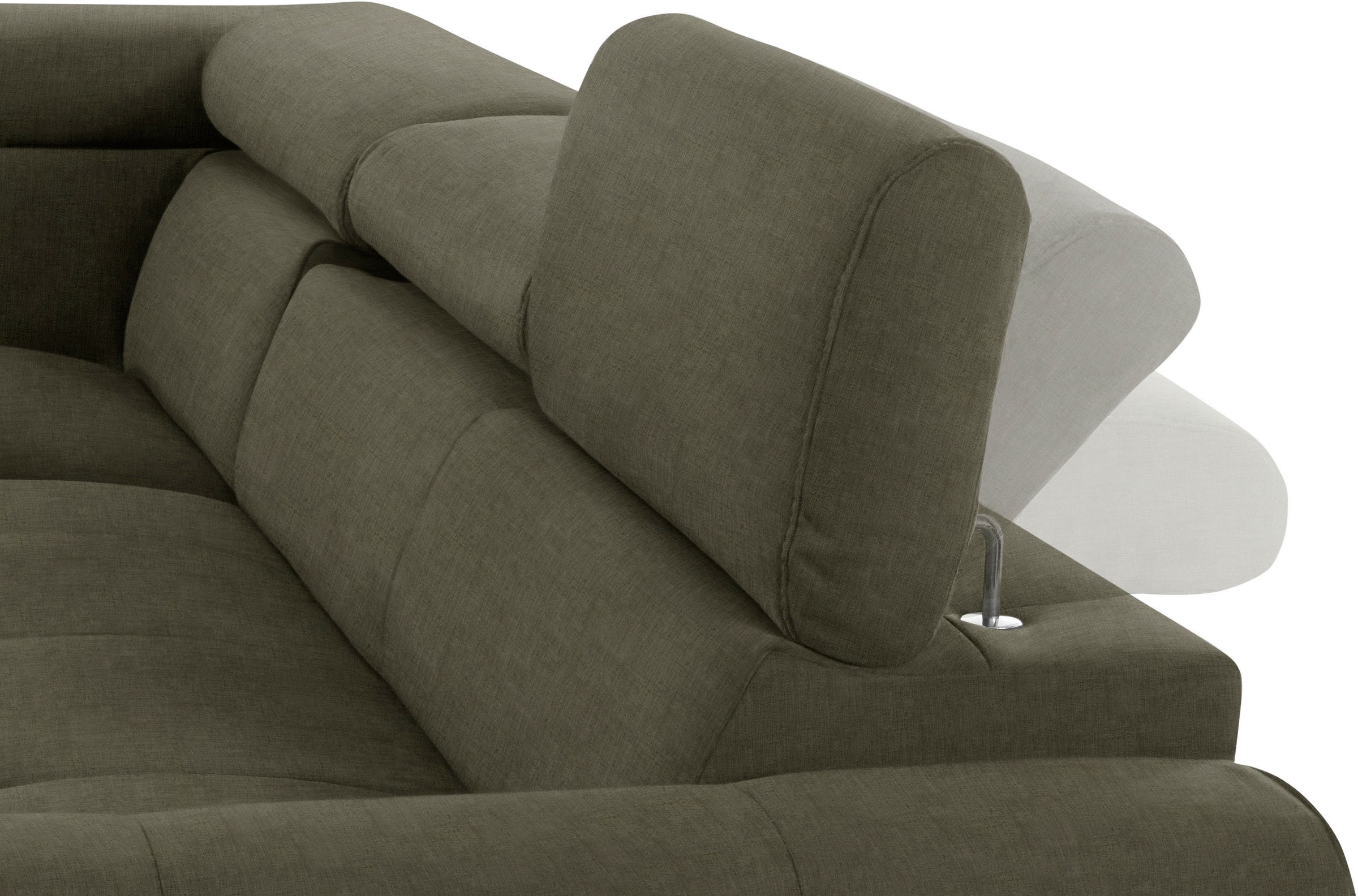COTTA Ecksofa »Mia L-Form mit 3 Zierkissen«, wahlweise mit Bettfunktion, Bettkasten, Beleuchtung & Wireless-Charger