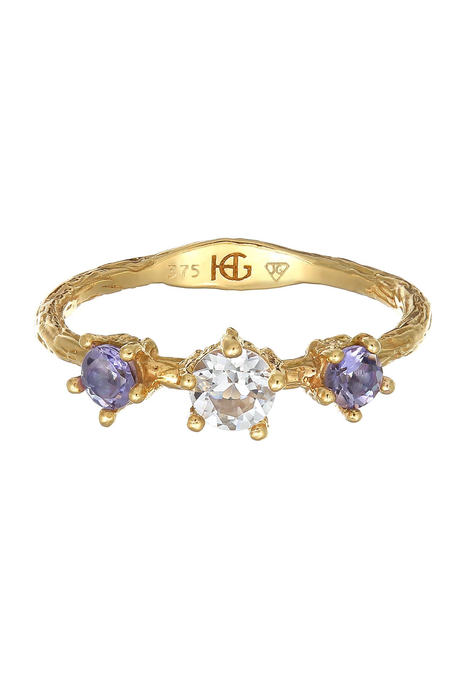HAZE & GLORY Silberring »Ring Topas Lolite Edelstein Klassik 375 Gelbgold«