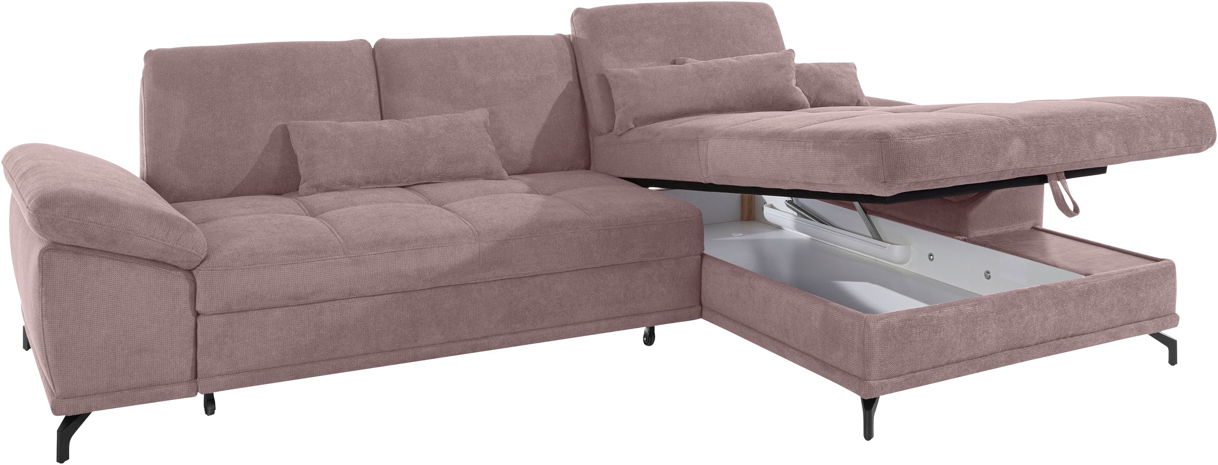 Places of Style Ecksofa Costello, mit Sitztiefenverstellung und Armlehnfunktion, incl. 3 Nierenkissen