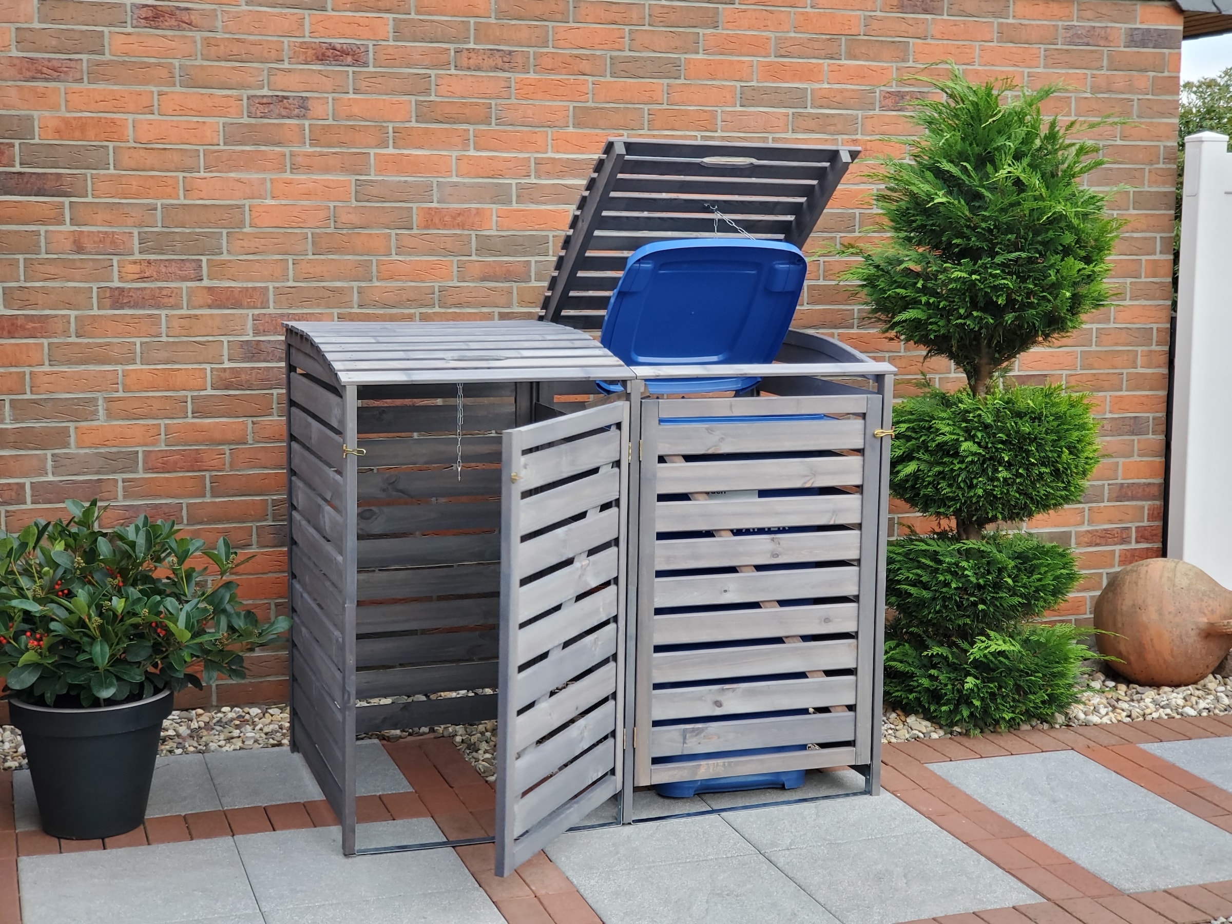 promadino Mülltonnenbox »Vario III« für 2 Tonnen, robust aus zertifiziertem Kiefernholz