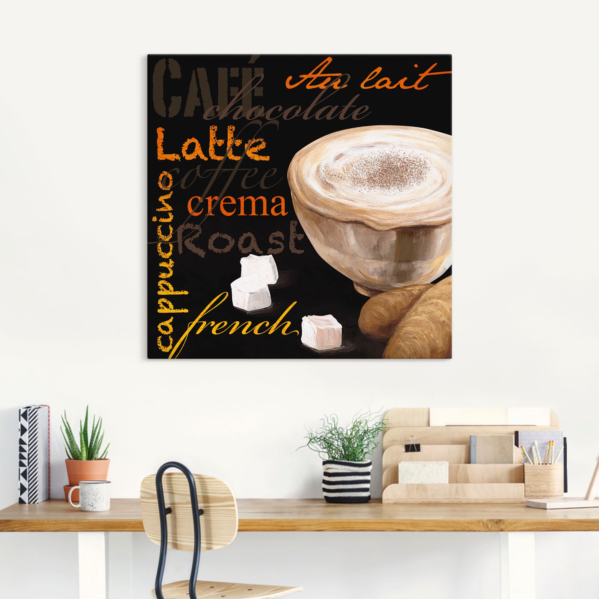 Artland Wandbild »Cappuccino in verschied. (1 kaufen Leinwandbild Alubild, auf Größen - Bilder, Raten St.), Outdoorbild, Kaffee«, Kaffee als