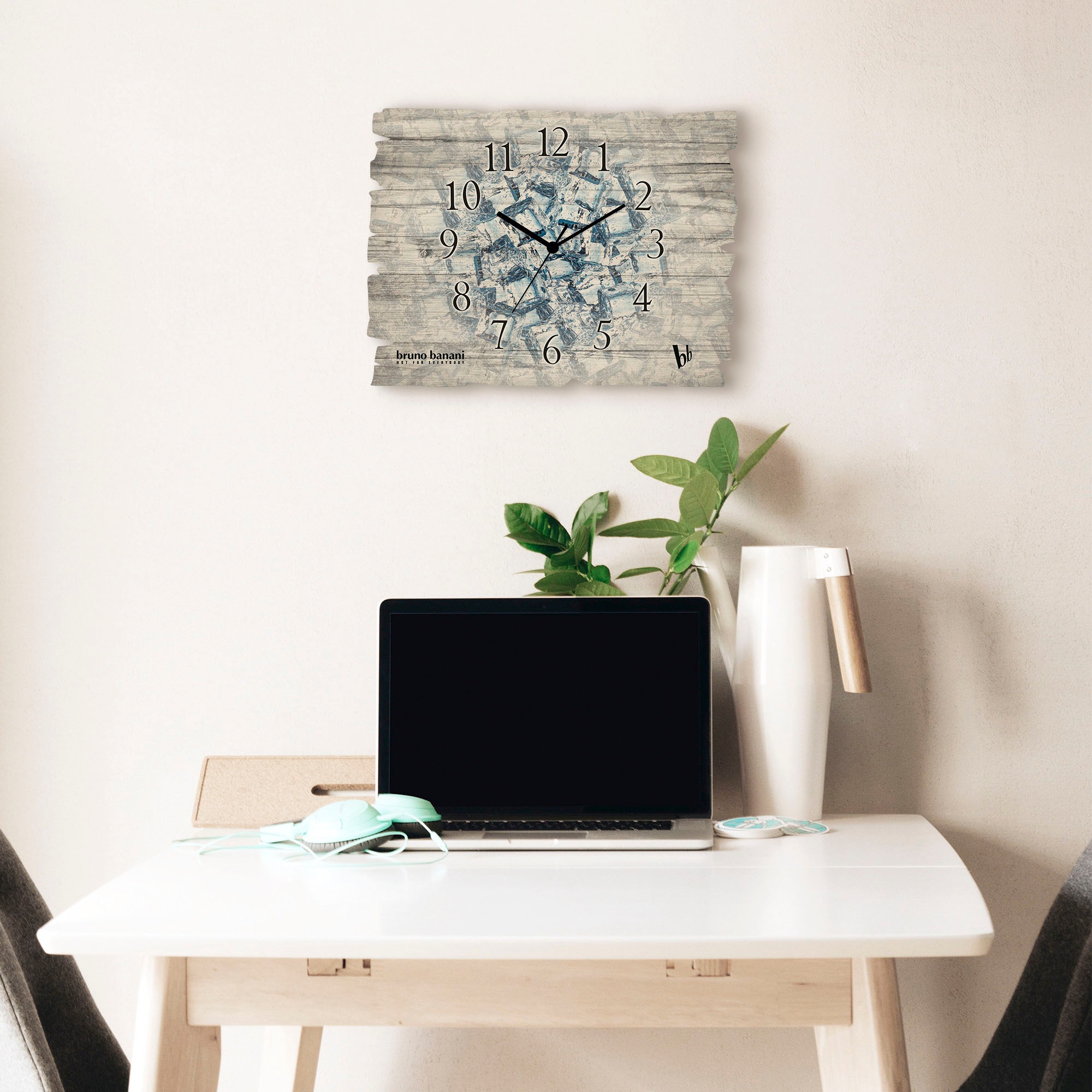 Bruno Banani Wanduhr »Ice cubes« wahlweise mit Quarz- oder Funkuhrwerk, lautlos ohne Tickgeräusche