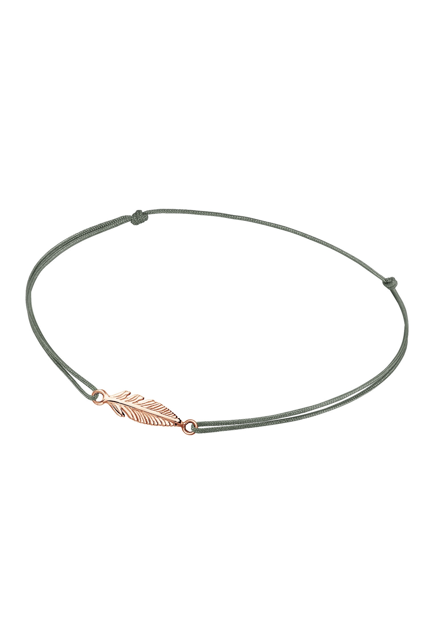 Elli Fußkette »Fußschmuck Nylon Grau mit Anhänger Feder 925 Sterling Silber«
