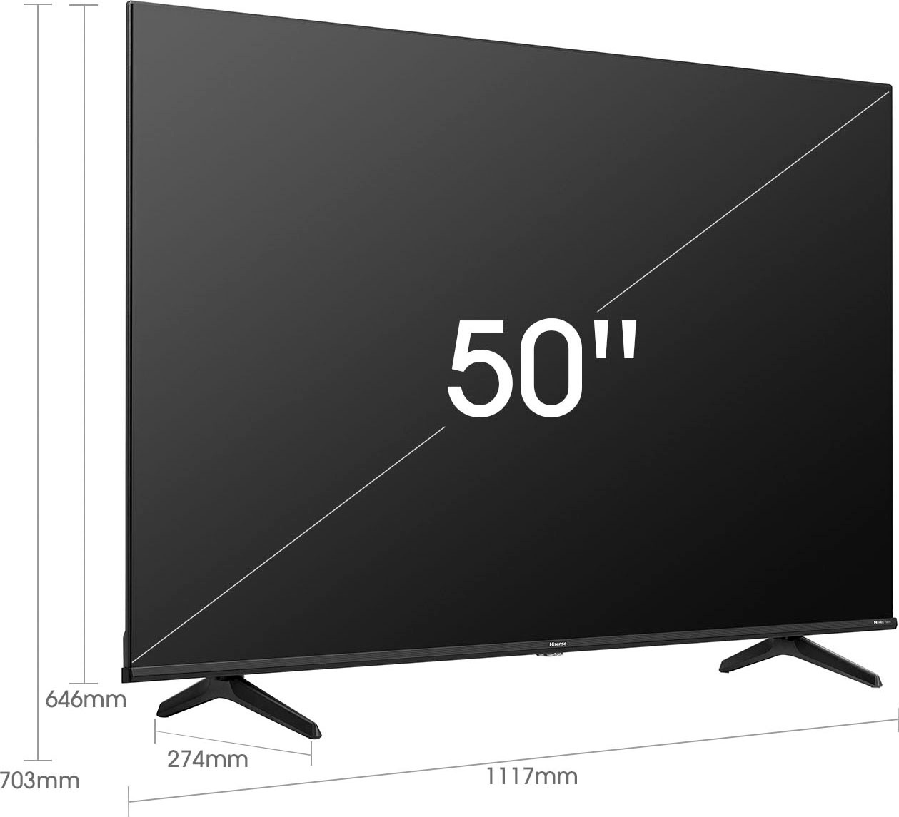 Hisense QLED-Fernseher, 126 cm/50 Zoll, 4K Ultra HD, Smart-TV, HDR10, HDR10+ decoding, HLG, 60Hz Panel, Alexa Built-in, VIDAA Voice