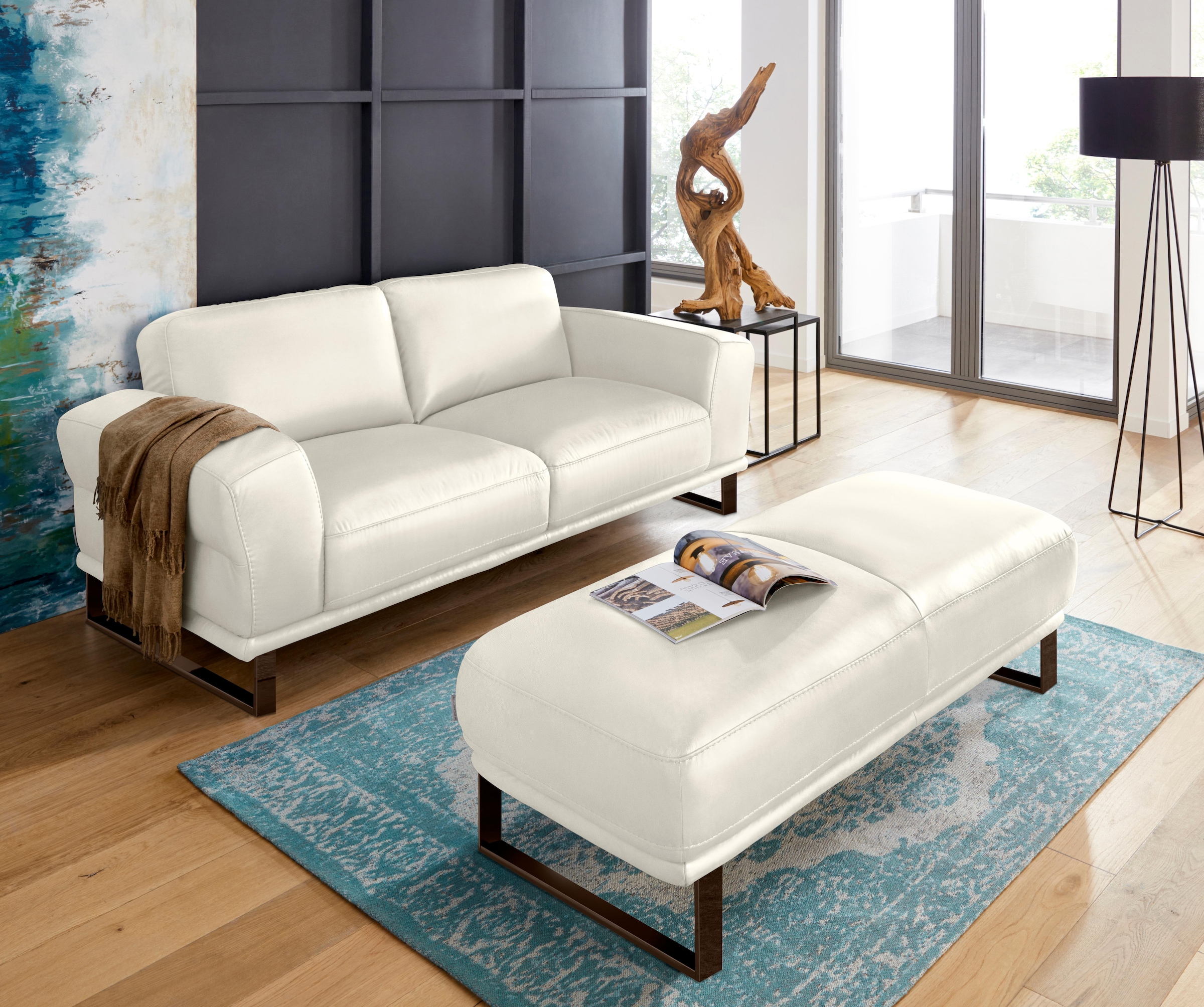 W.SCHILLIG Hocker »montanaa« mit Metallkufen in Bronze pulverbeschichtet, Breite 141 cm