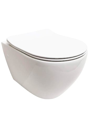 ADOB Tiefspül-WC, (Set), Spülrandlos, inkl. Slim-WC-Sitz und Schallschutzmatte kaufen