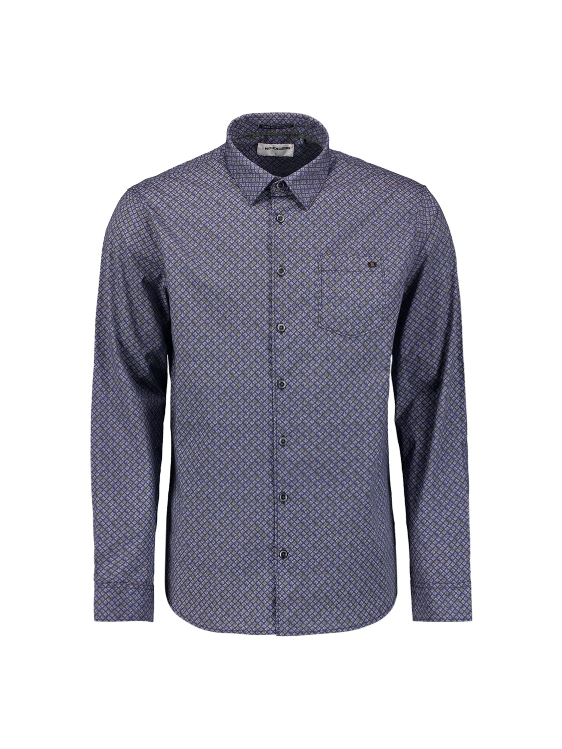 NO EXCESS Langarmhemd mit grafischem Muster und Brusttasche