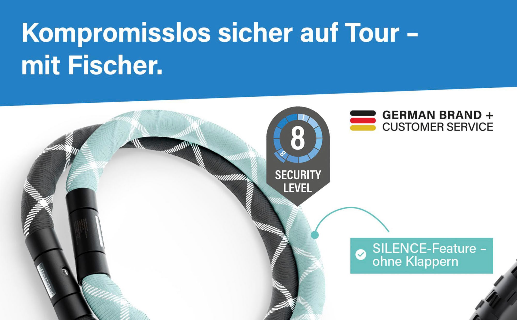 FISCHER Fahrrad Kettenschloss »Kettenschloss SILENCE CK100/32 mint«