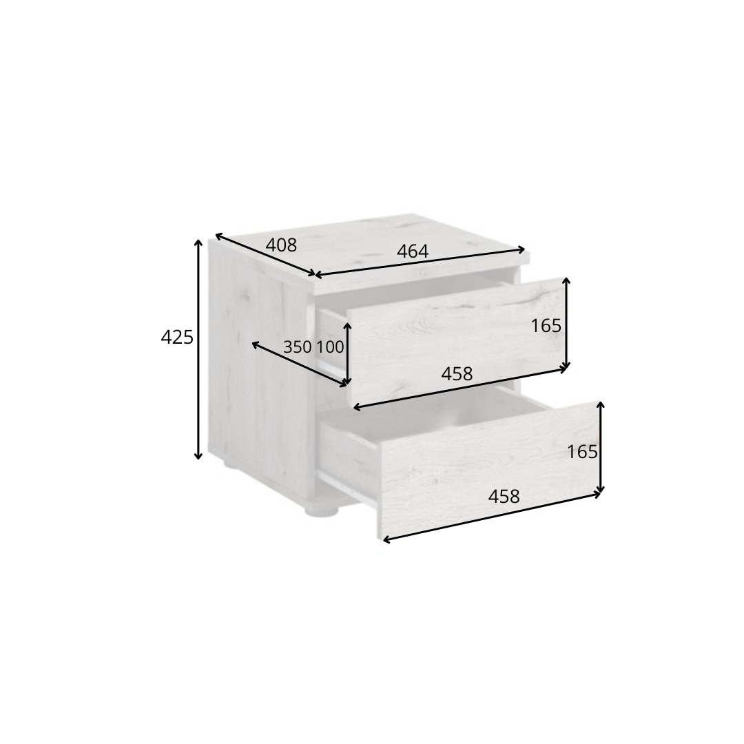Home affaire Nachttisch »PRESSAC Nachtkommode mit 2 Schubladen, Set 2 Stücke« Set, zwei Stücke,  Set, 2 St., zwei Stücke, Nachtschränke, Maße B/T/H: 46,4/40,8/42,5cm