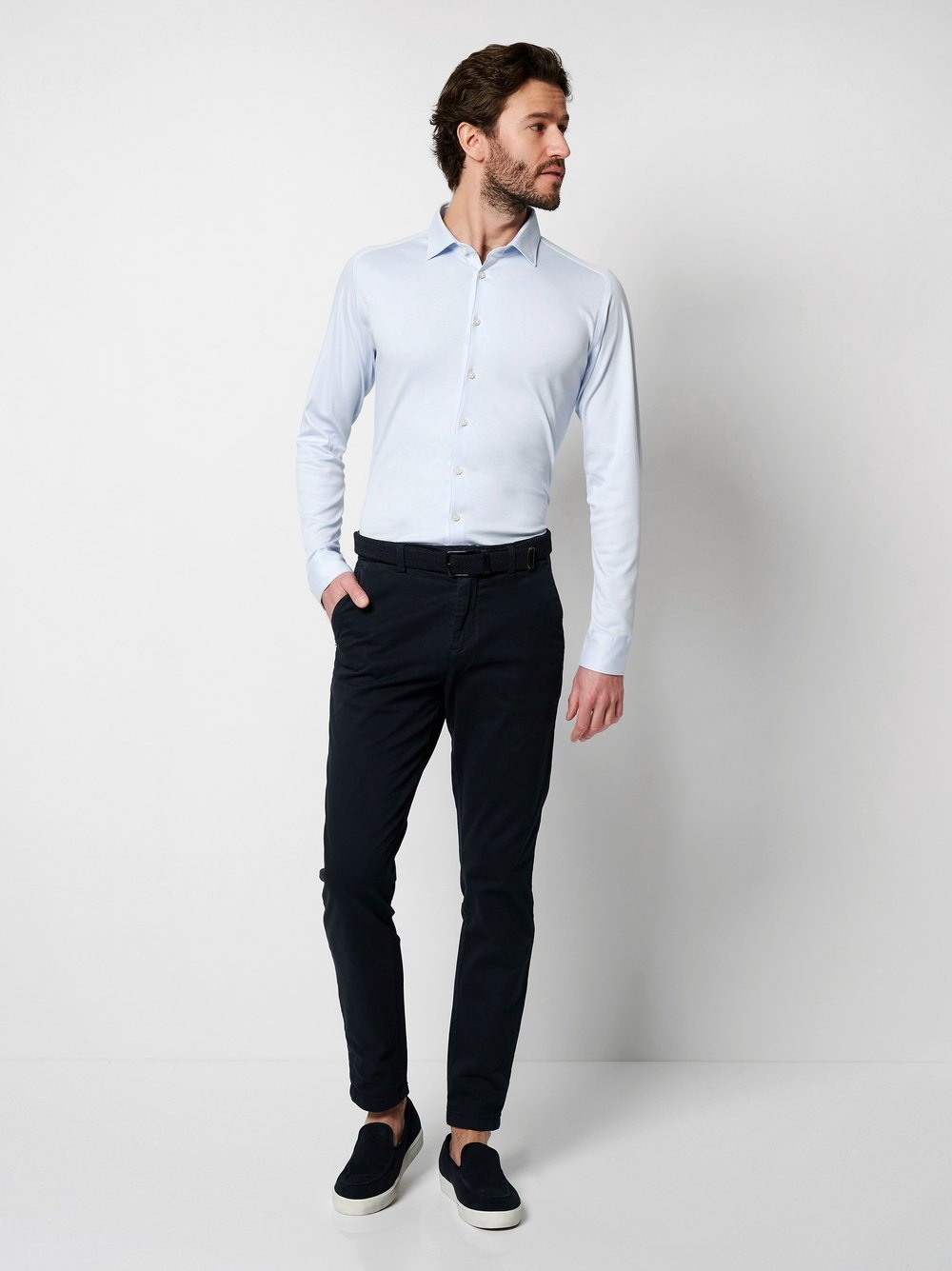 DESOTO Langarmhemd »Jerseyhemd Casual Kent langarm« Flexibler Stretch