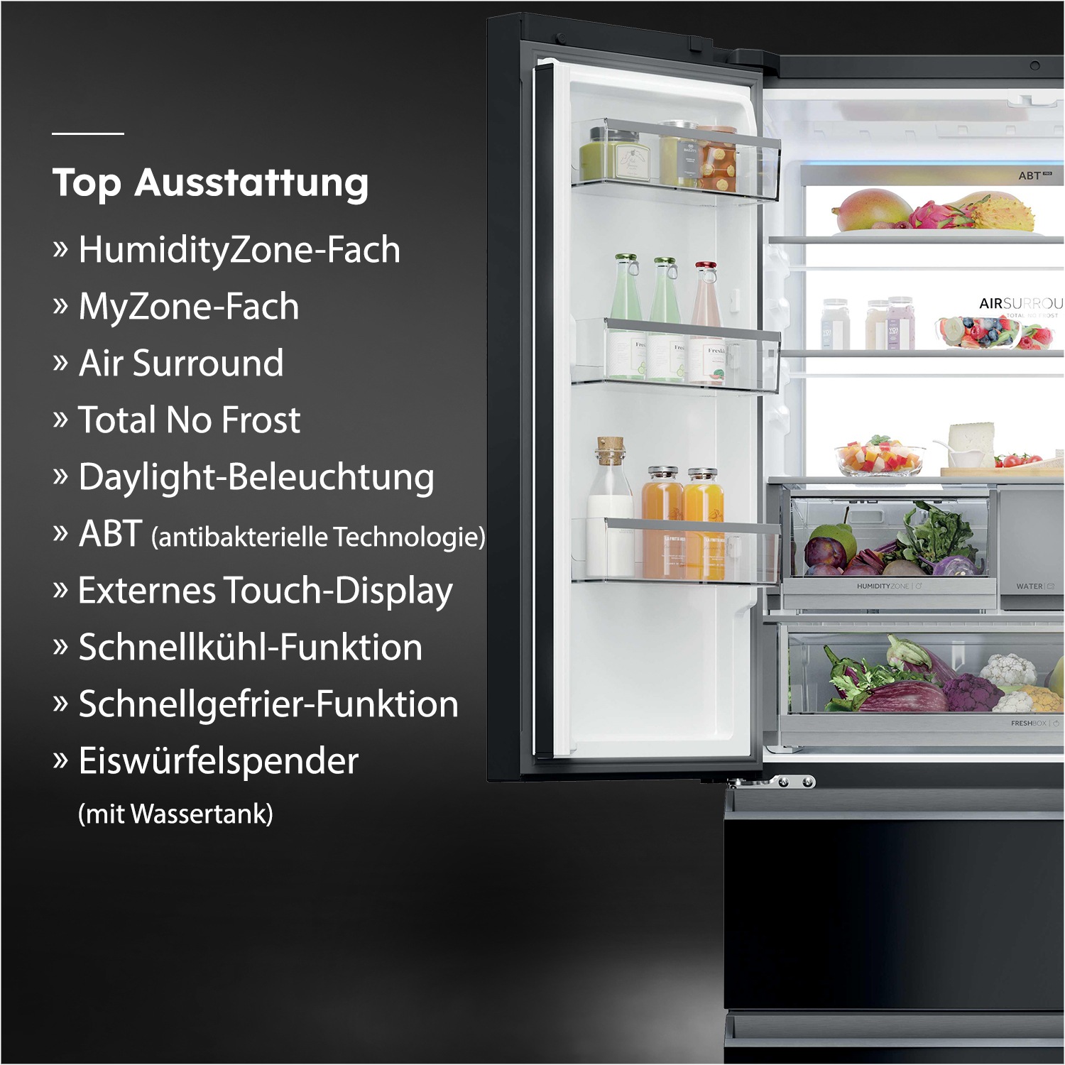 Haier Kühl-/Gefrierkombination »HFR79F19DFGB« 190 cm hoch 90,5 cm breit Integrierter Eiswürfelspender mit Wassertank