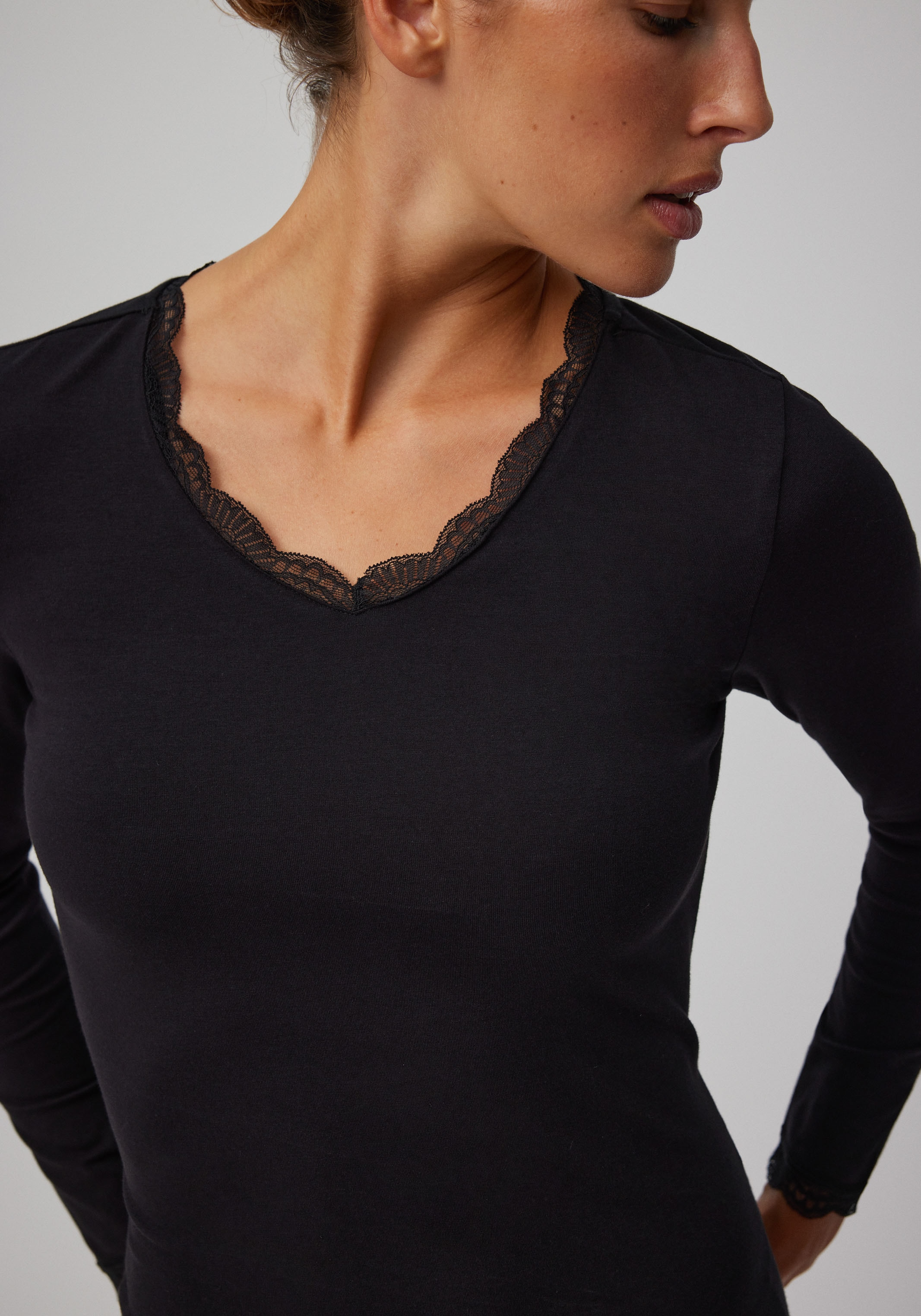 YSABEL MORA Langarmshirt »BASIC COLLECTION COTTON WITH LACE«, (3er Pack), das perfekte Basic-Longsleeve für jeden Tag