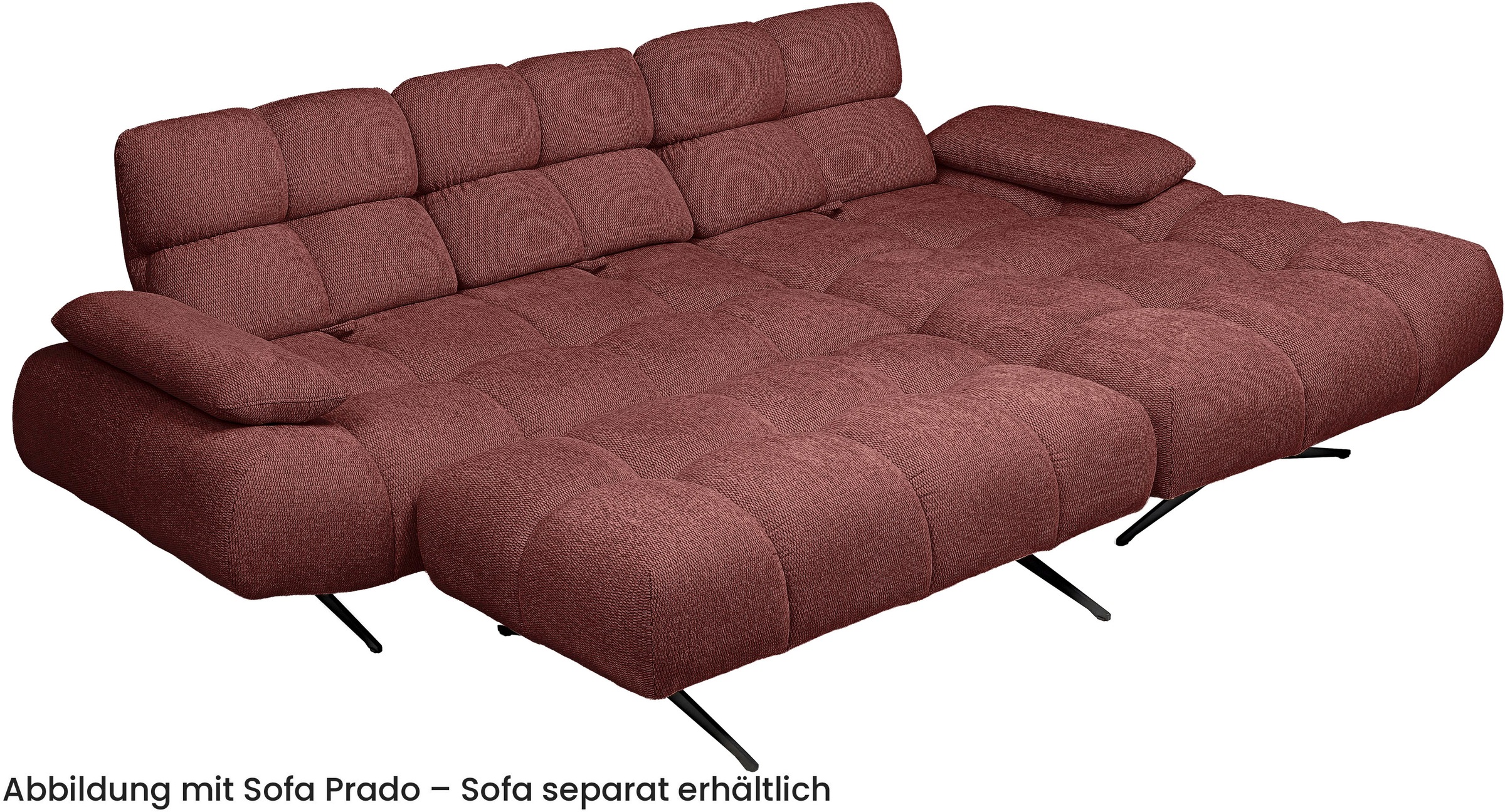 WERK2 Polsterhocker »Prado-S in Bubble-Optik, passend zum Designer Sofa Prado-S« Großer Polsterhocker in Chenille, 129 cm breit & 45 cm hoch