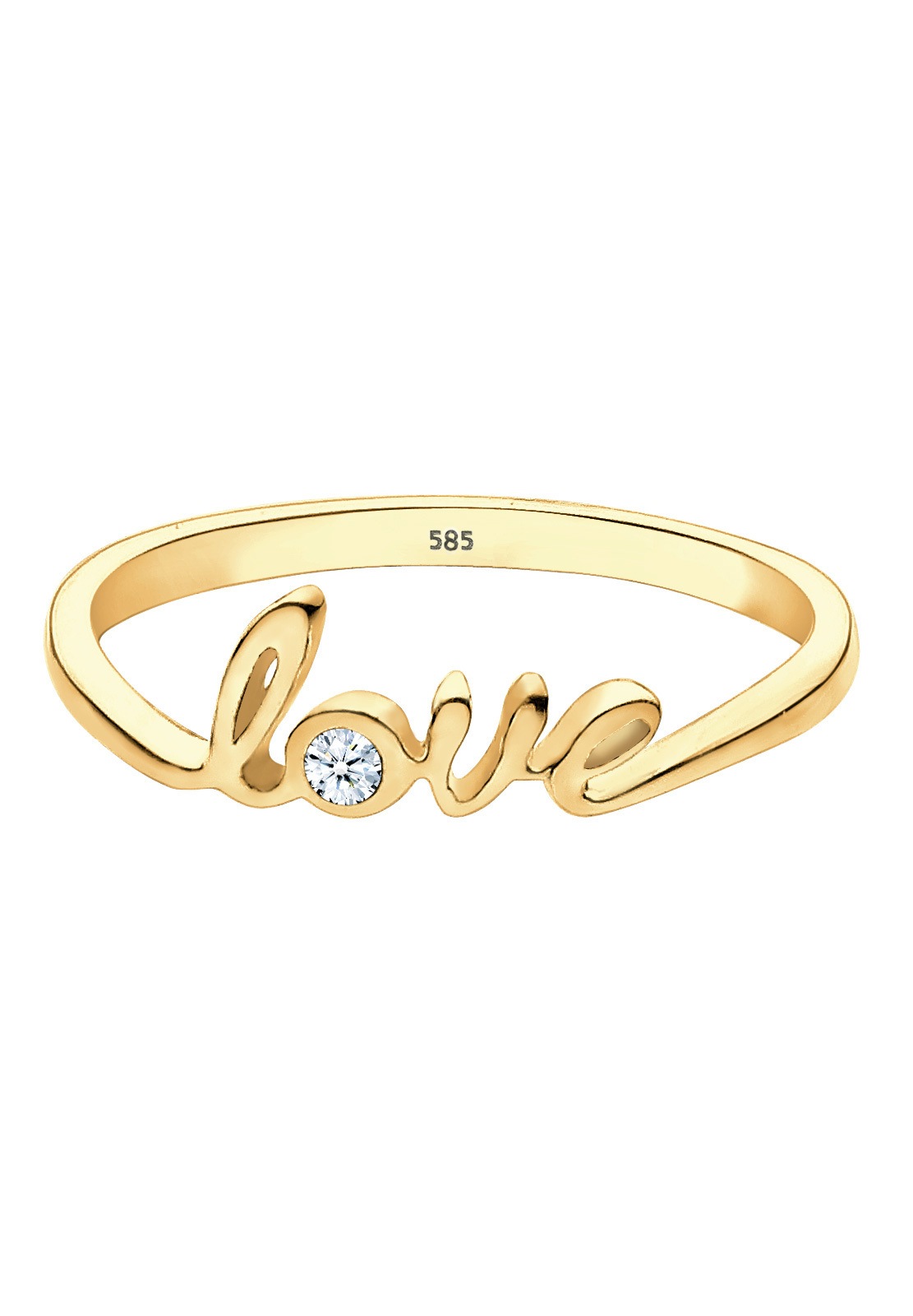 Elli DIAMONDS Verlobungsring »Ring Love-Schriftzug Diamant Weiß (0,03 ct) 585 Gelbgold«