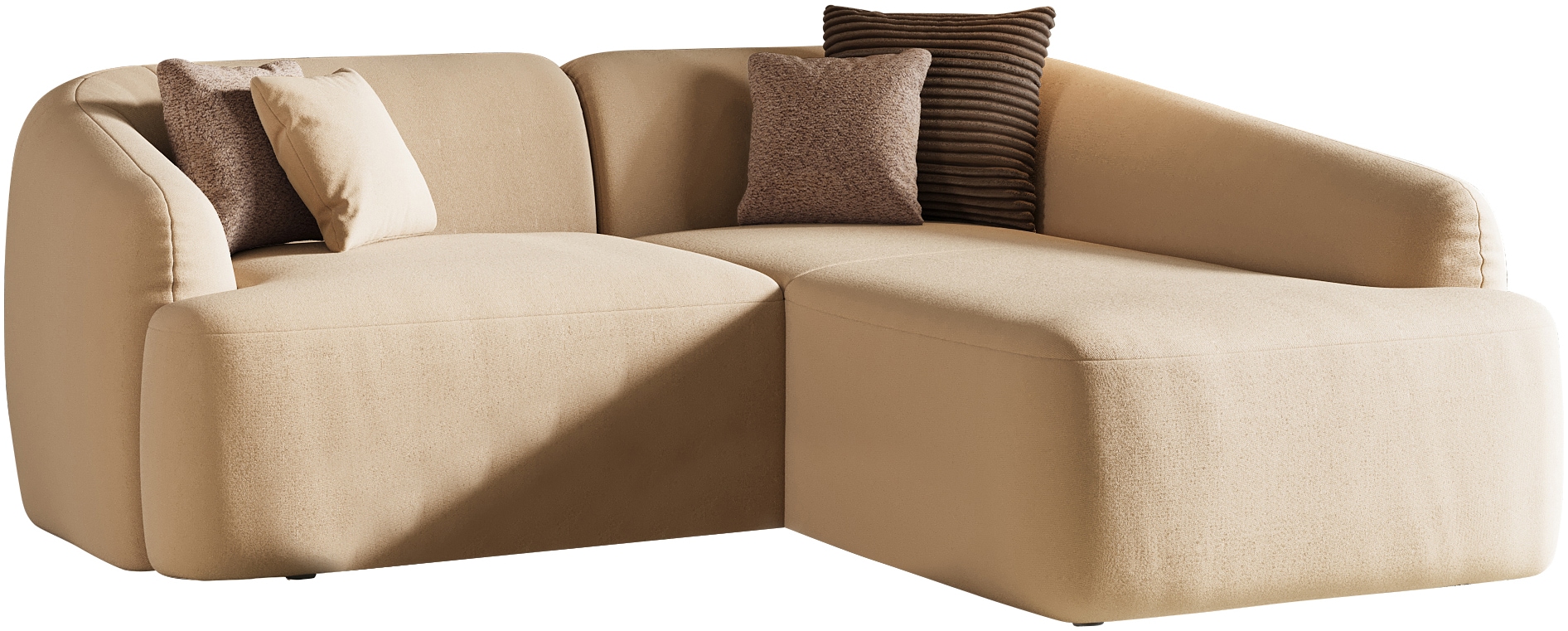 INOSIGN Ecksofa »Nergal, kompakte Stellmaße, Breite 216cm, organisches Design, L-Form«, Modernes Design, schlichte Optik, stilvoller Blickfang im Wohnzimmer