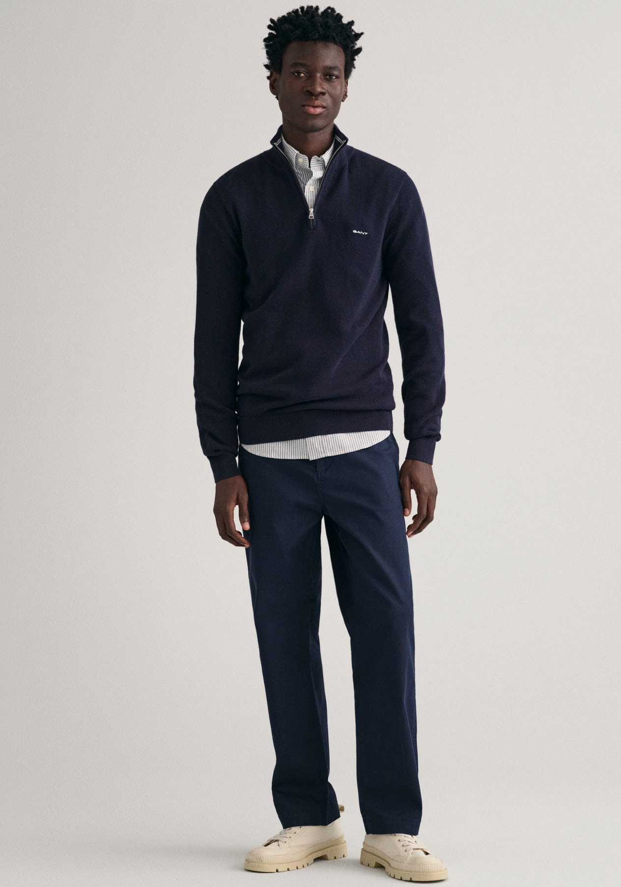 Gant Troyer »COTTON PIQUE HALF ZIP«, mit Piqué-Struktur