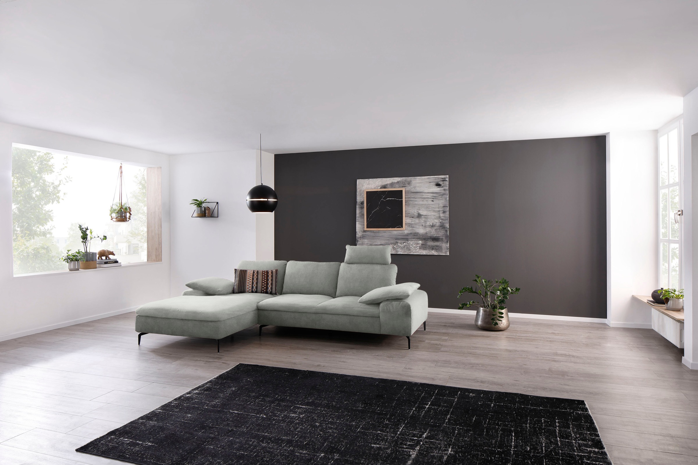 W.SCHILLIG Ecksofa »valentinoo, Designsofa, bequem, elegant und zeitlos, L-Form«, (Set), inklusive Hocker, mit Sitztiefenverstellung, Breite 299 cm