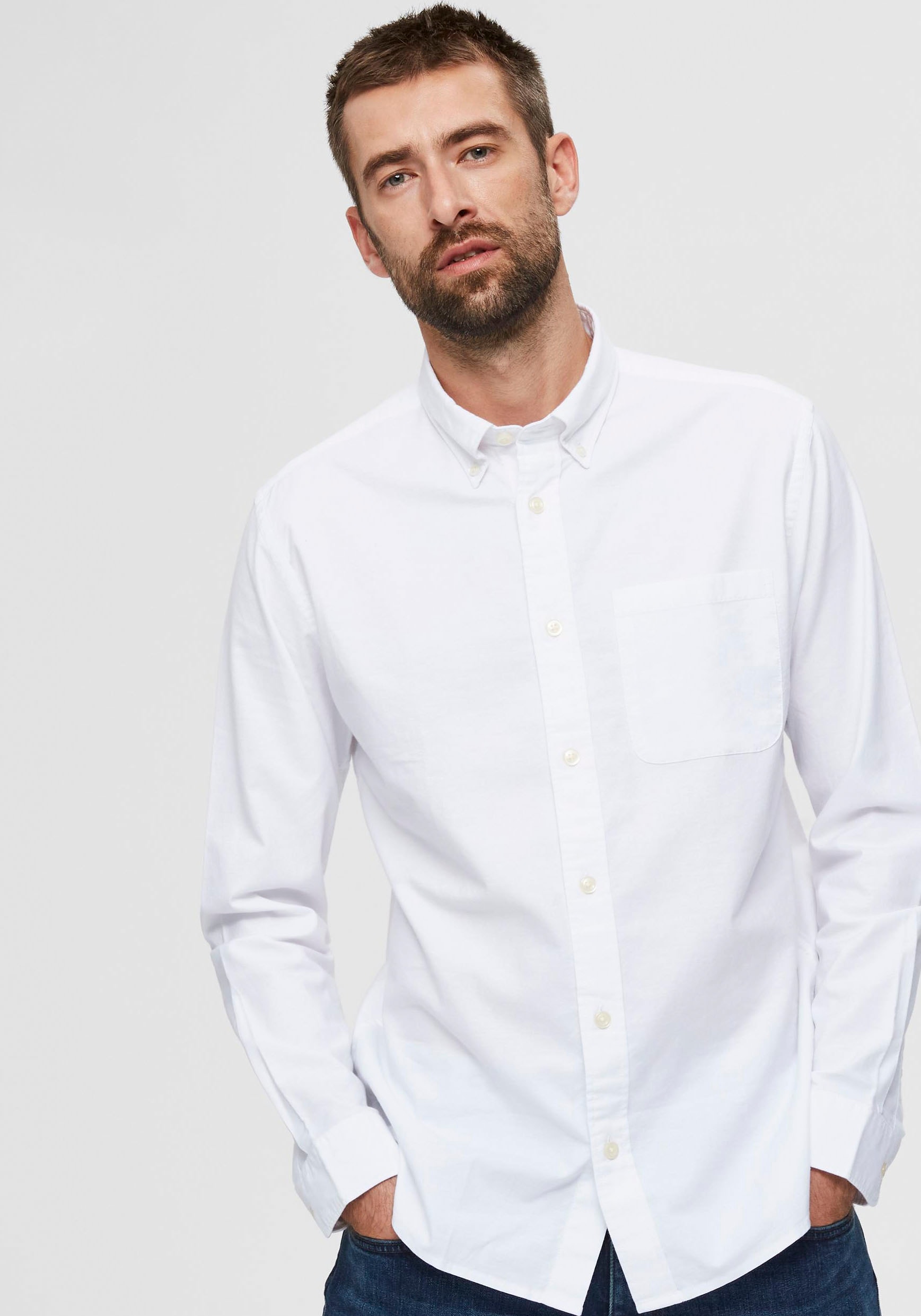 SELECTED Langarmhemd »SLHREGRICK-OX SHIRT LS NOOS« Baumwolle, regular fit