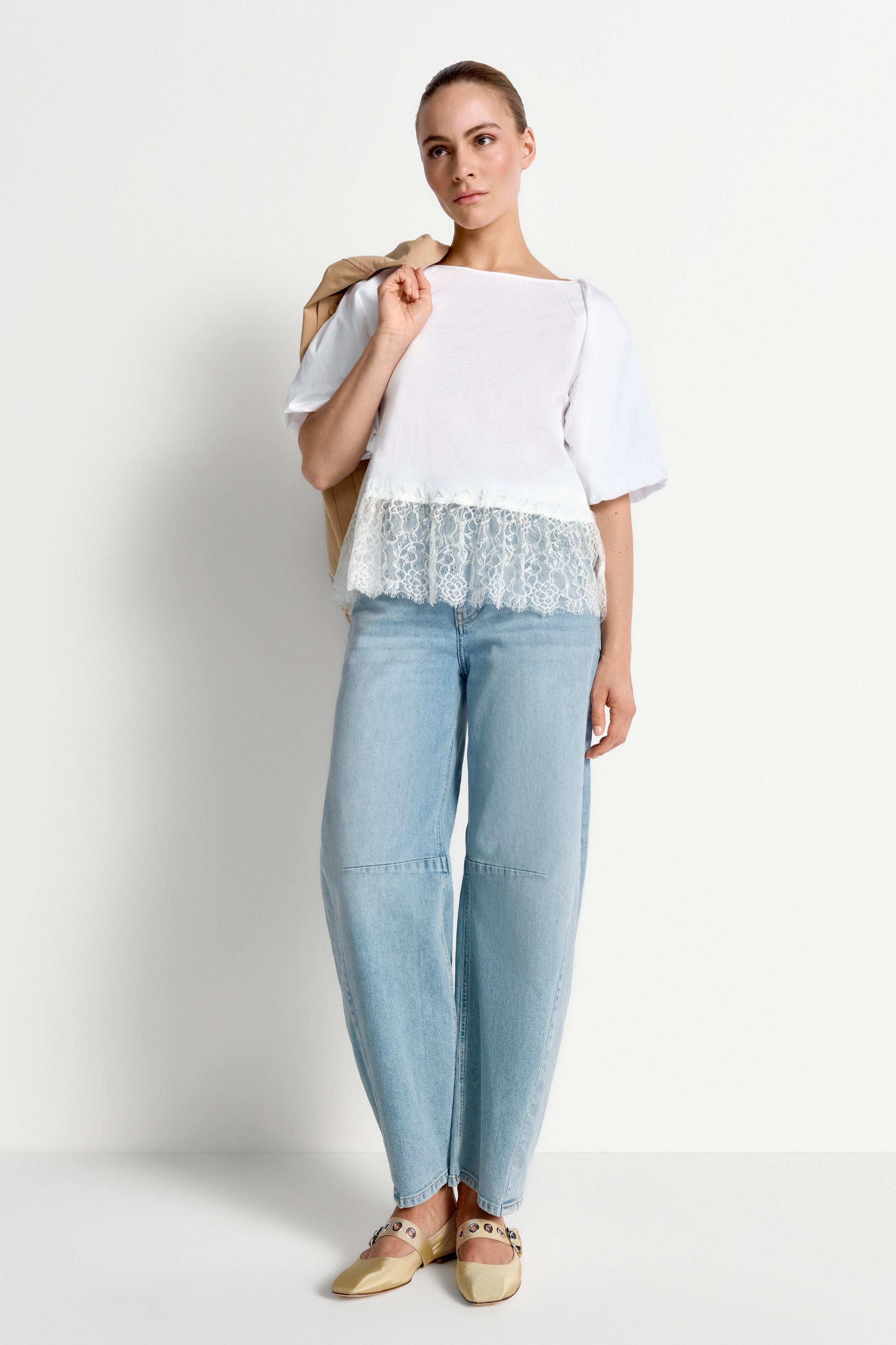 RICHROYAL T-Shirt Regular fit mit Spitzensaum