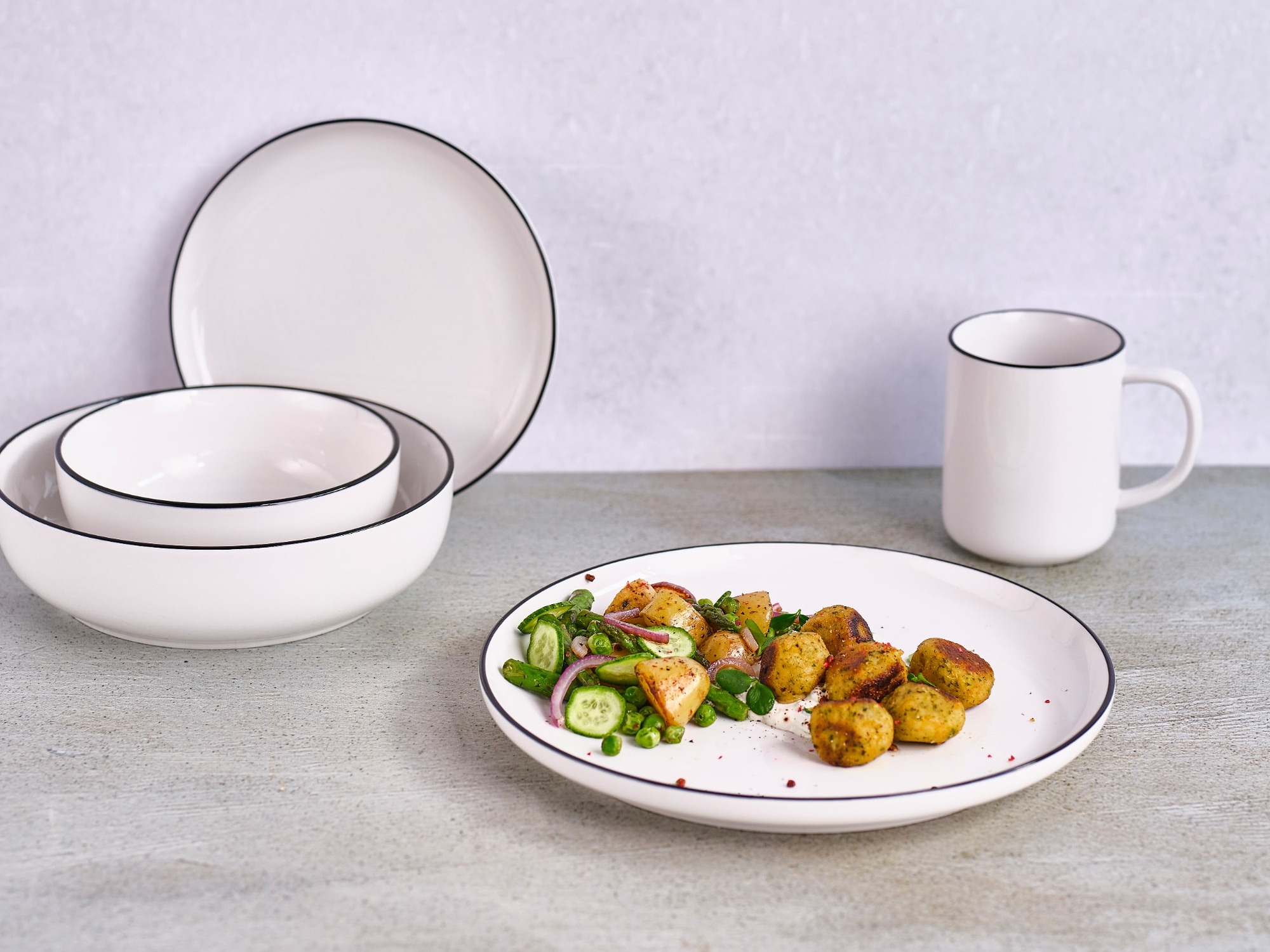 Cosy & Trendy Frühstücks-Geschirrset »Renee, Geschirr-Set, 18-tlg.« Porzellan, für 6 Personen, rund, spülmaschinengeeignet