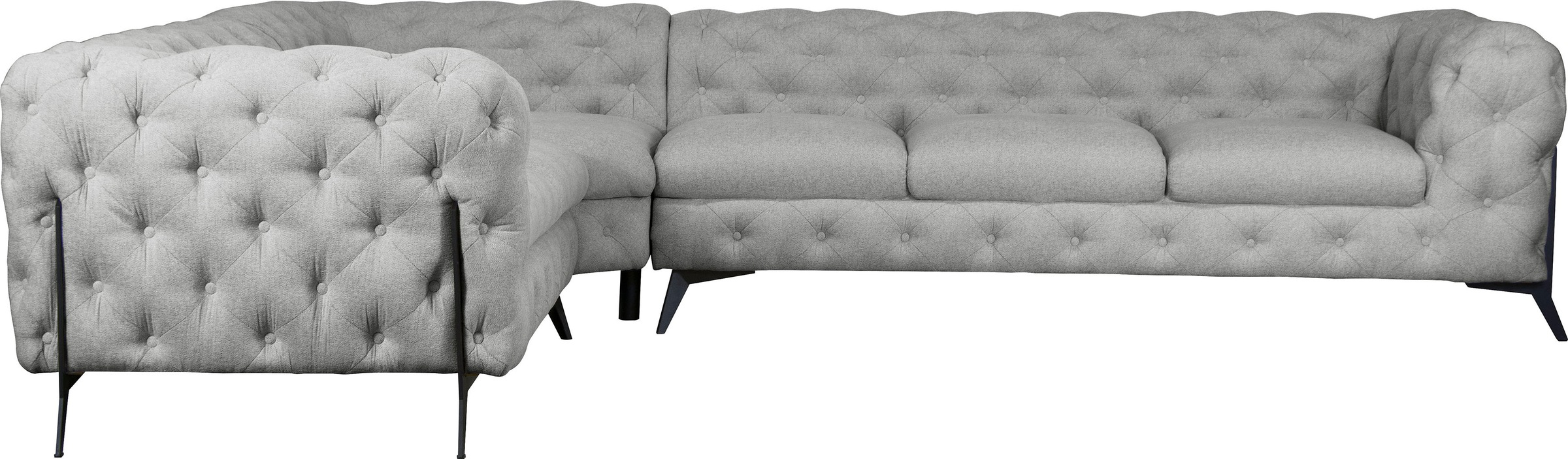 Leonique Chesterfield-Sofa »Amaury L-Form«, großes Ecksofa, Chesterfield-Optik, Breite 323 cm, Fußfarbe wählbar