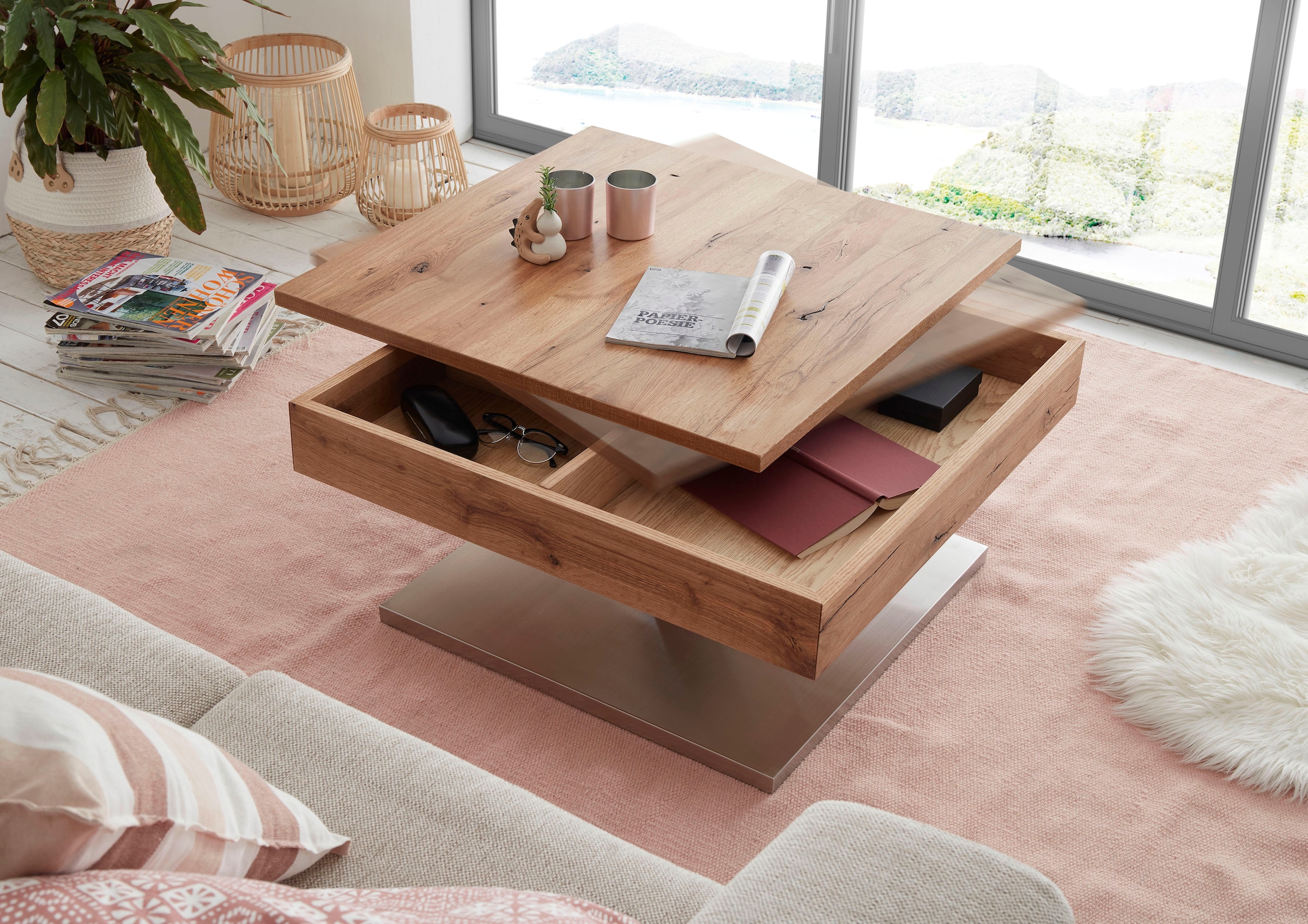 MCA furniture Couchtisch »Monrovia«, Tischplatte drehbar mit Innenfach, Asteiche  furniert bequem kaufen