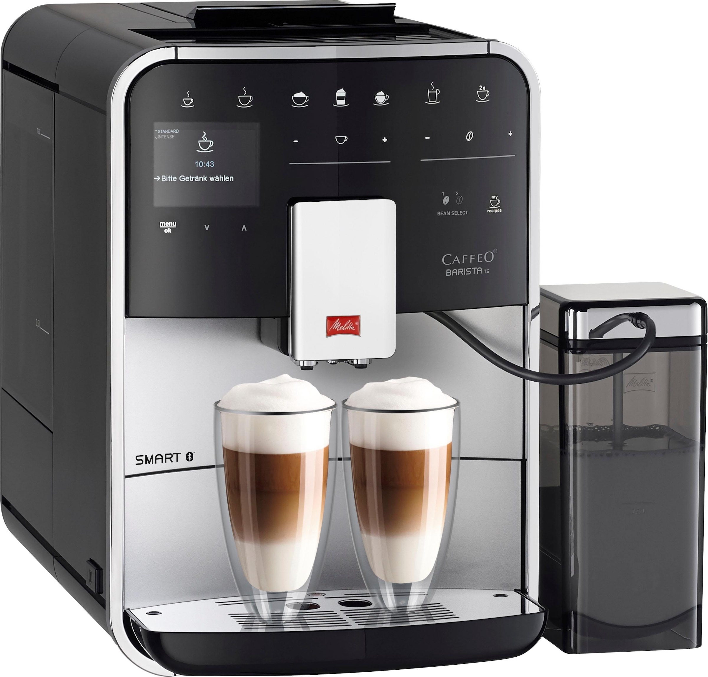 Melitta Kaffeevollautomat »Barista TS Smart® F850-101, silber«, 21  Kaffeerezepte & 8 Benutzerprofile, 2-Kammer Bohnenbehälter mit 3 Jahren XXL  Garantie