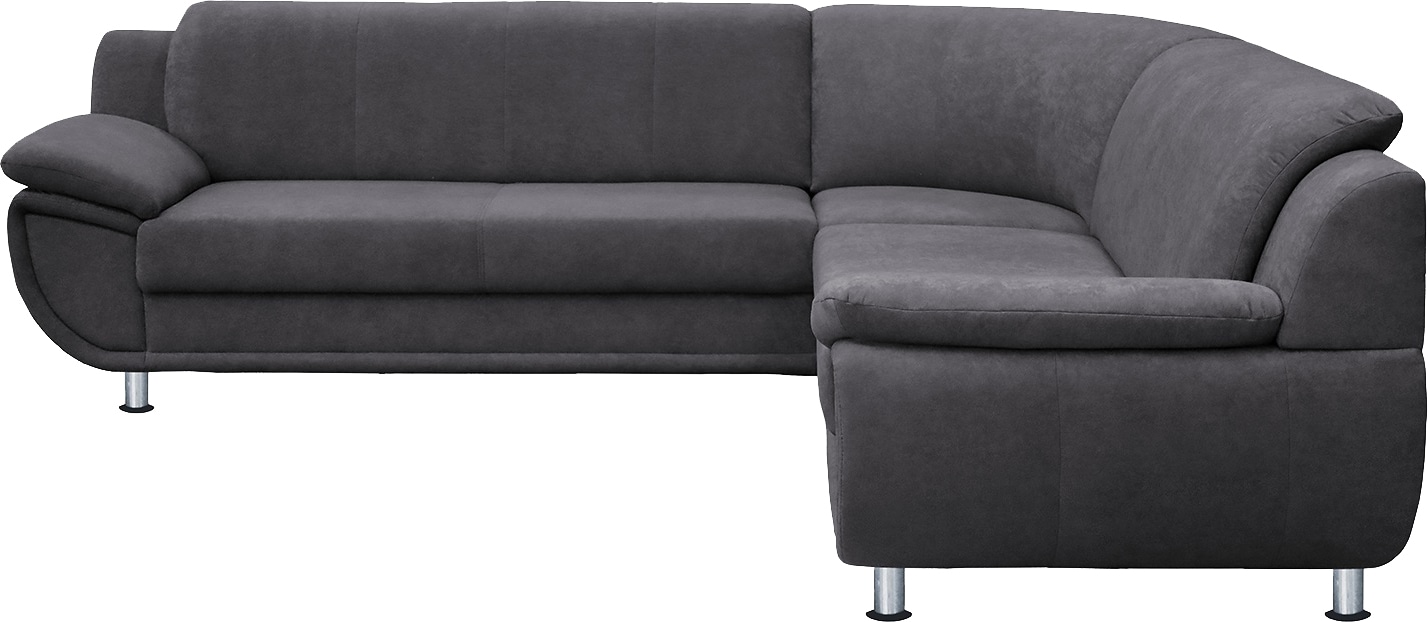 TRENDMANUFAKTUR Ecksofa »Rondo wahlweise mit Schlaffunktion, bequeme Armlehnen, Bestseller« L-Form, wahlweise mit Federkern bestellbar, Füße chromfarben