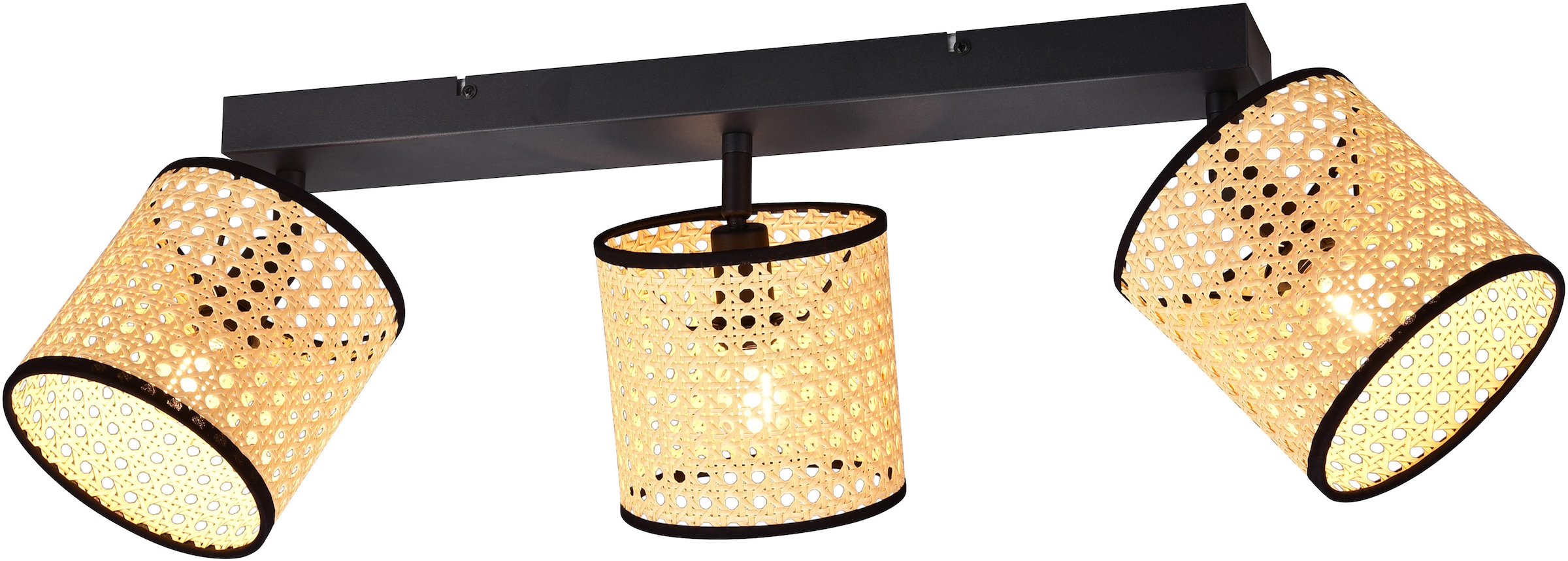 Leonique Deckenstrahler »Jules«, 3 flammig, Leuchtmittel E14 | ohne Leuchtmittel, Deckenspot 3-flammig mit Wiener Geflecht, schwenkbare Spots, Ø 15cm