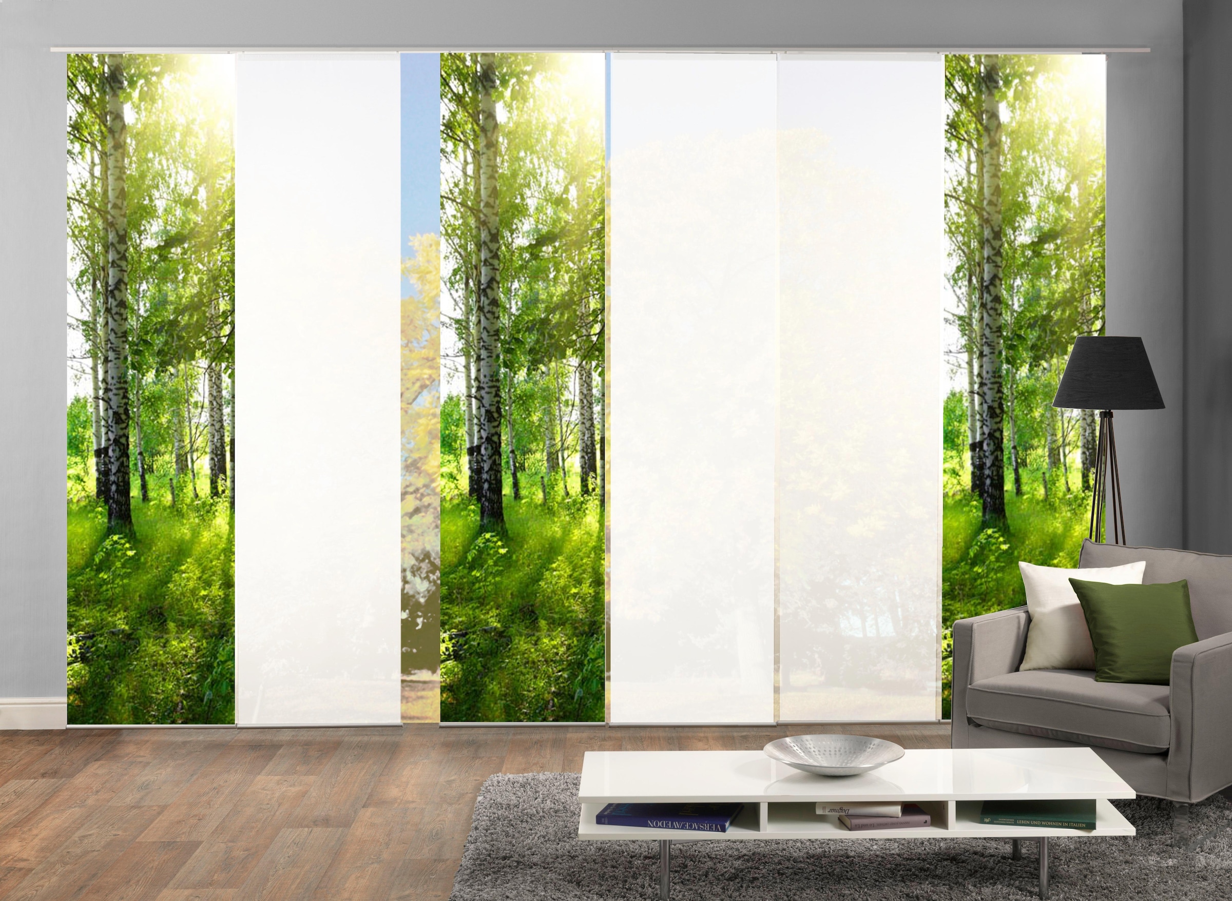 HOME WOHNIDEEN Schiebegardine »GALWAY« Klettband 6 Stk. tlg. HxB: 245x60, inkl. Befestigungszubehör