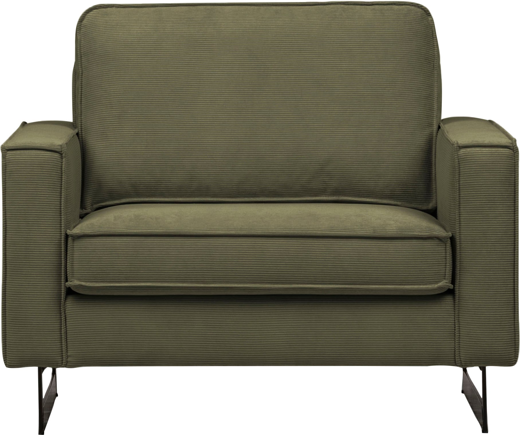 Places of Style Loveseat »Pinto 105 cm, Cord, Chenille, Lederoptik«, mit Keder, Metallfüßen und auch in Cord Bezug erhältlich
