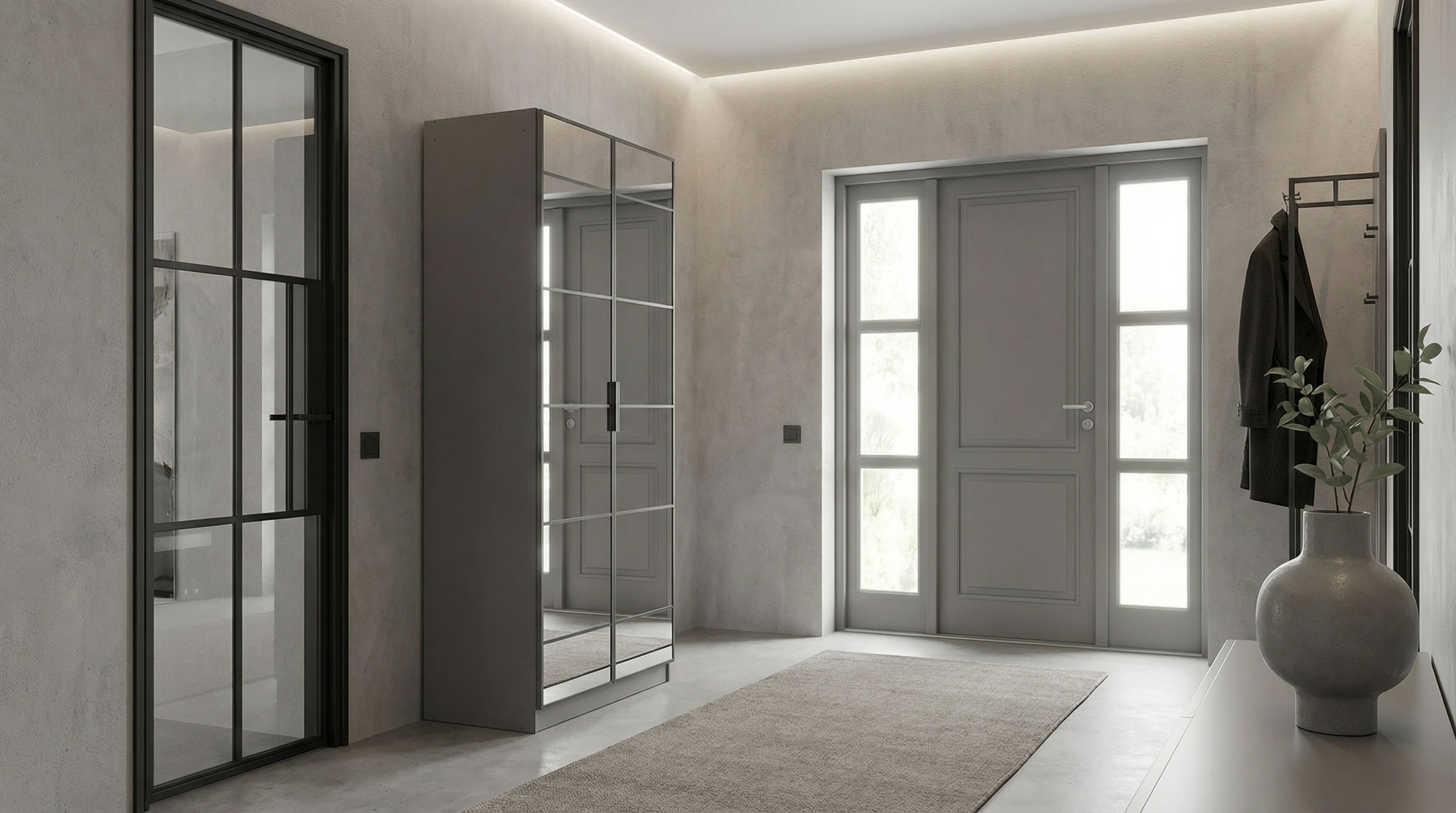 rauch Drehtürenschrank »Kleiderschrank Schrank Garderobe Schlafzimmerschrank ACERO« praktisch in Tiefe 41 cm mit vielen Einlegeböden,  Spiegelfront in moderner Loft-Optik MADE IN GERMANY