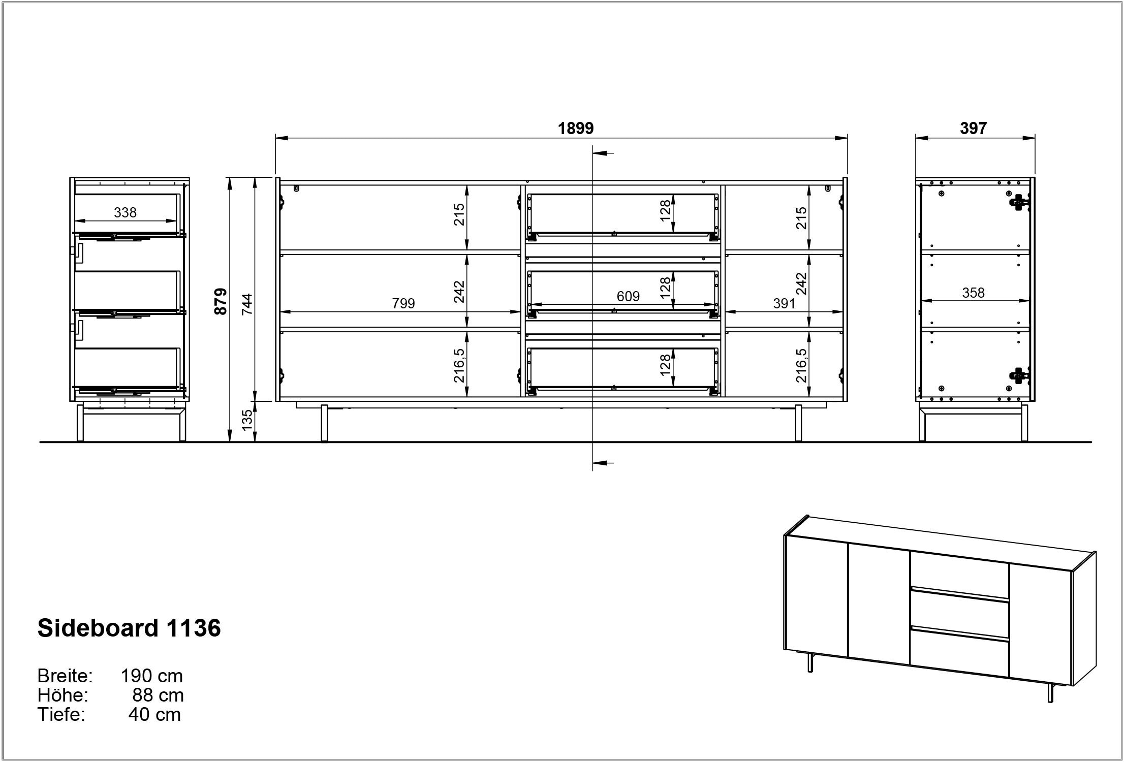 GERMANIA Wohnzimmer-Set »Cantoria«, (Set, 4 St.), mit Sideboard, Wandboard, Vitrine, Couchtisch, griffloses Design