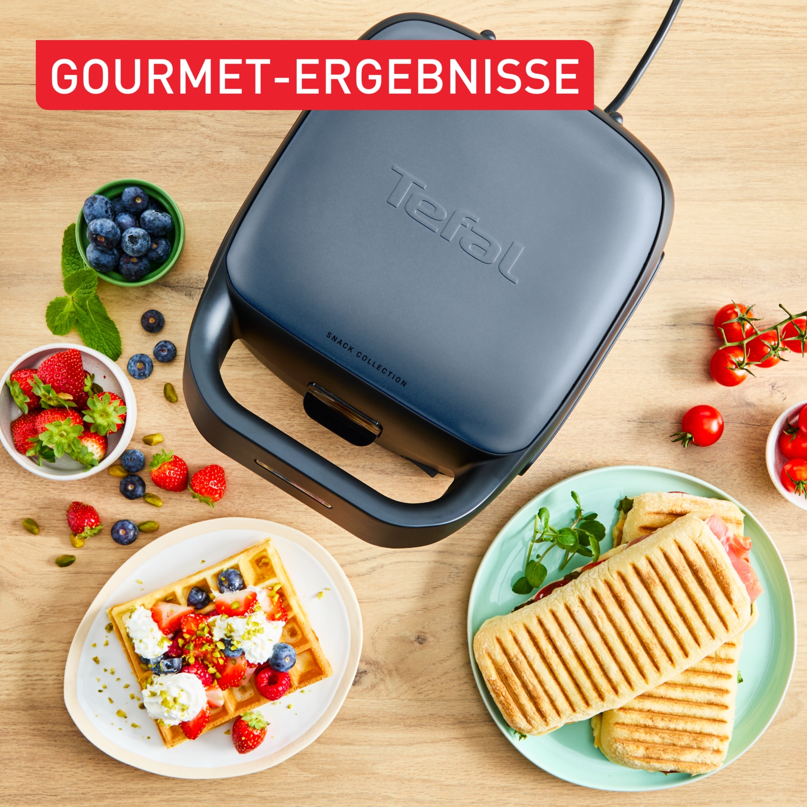 Tefal 2-in-1-Sandwichmaker »SW8674 Snack Collection«, 700 W, Antihaftbeschichtung, austauschbare Plattensets, inkl. Rezeptbuch