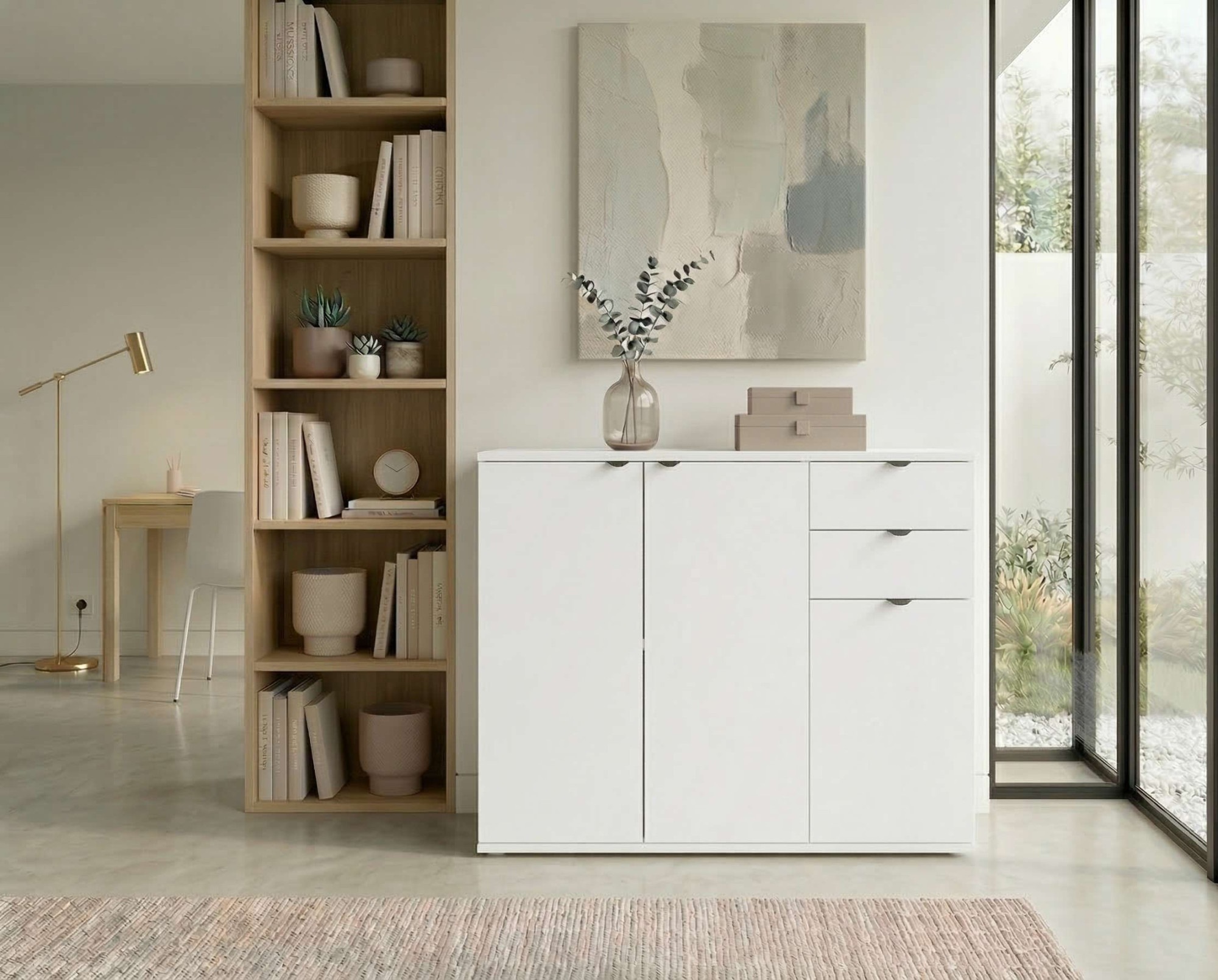 OTTO home Kommode »THALIAANA Sideboard mit 3 Türen und 2 Schubladen, Breite 120 cm« Schrank in 3 Farben erhältlich, schwarze Metallgriffe, viel Stauraum