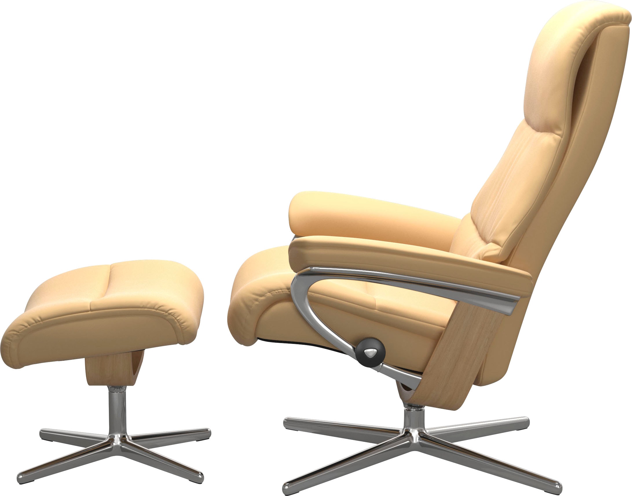 Stressless® Relaxsessel »View« Set, Relaxsessel mit Hocker,  mit Hocker, mit Cross Base, Größe S, M & L, Holzakzent Eiche