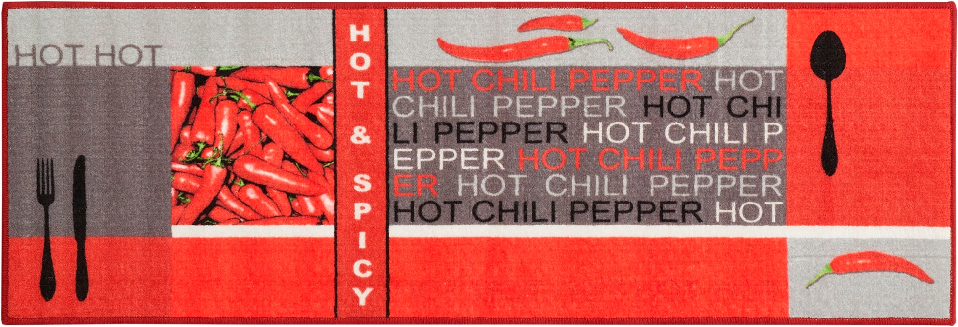 Andiamo Küchenläufer »Hot Pepper«, rechteckig, 5 mm Höhe, Motiv Peperoni/Chili, Küche, waschbar, Kundenliebling